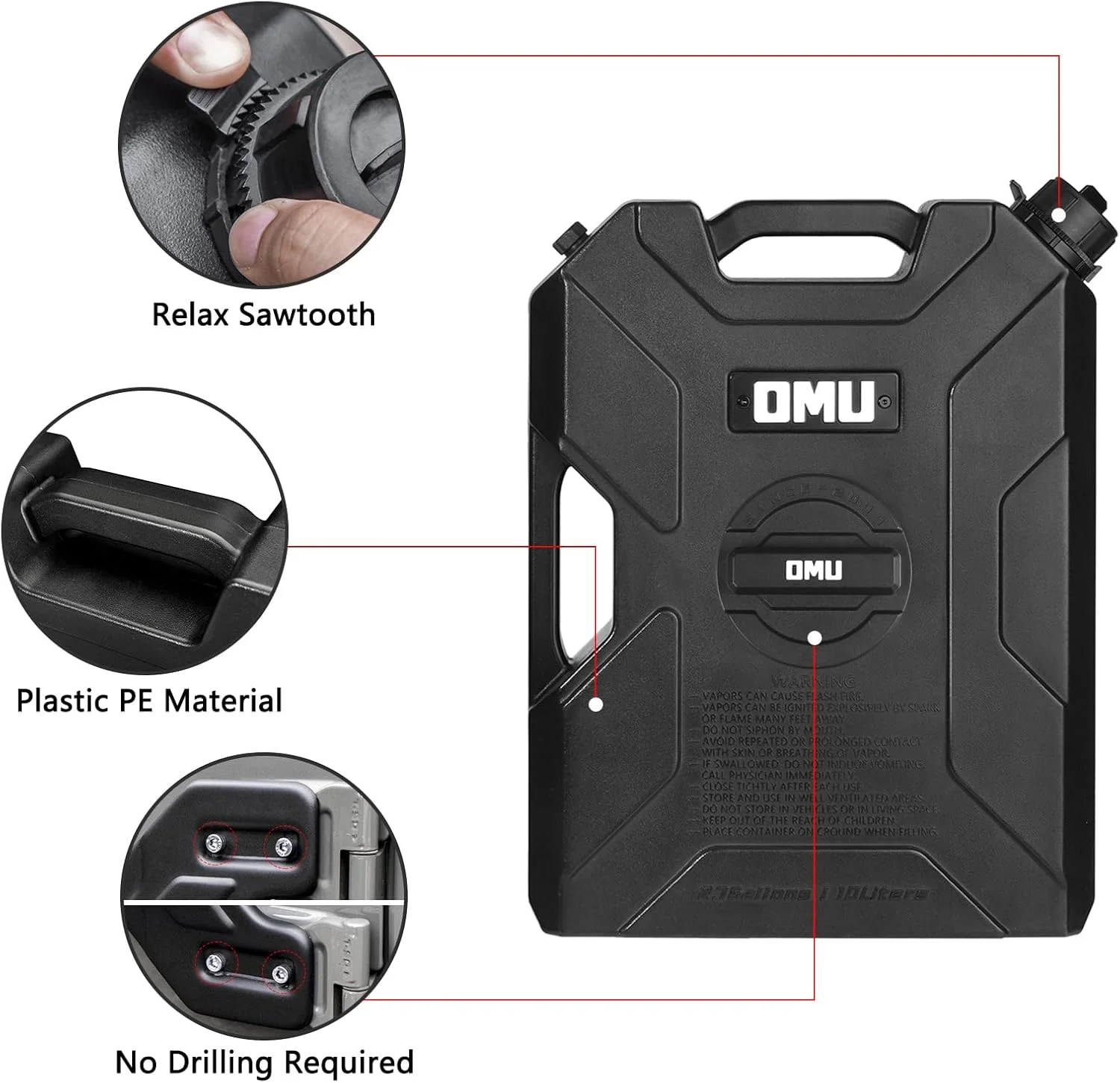 مجموعه مخزن و پایه لولای درب سازگار با جیپ رانگلر JK JL JT مدل های 2007-2023 2024، صفحه پشتی با خروجی برای نگهداری آب