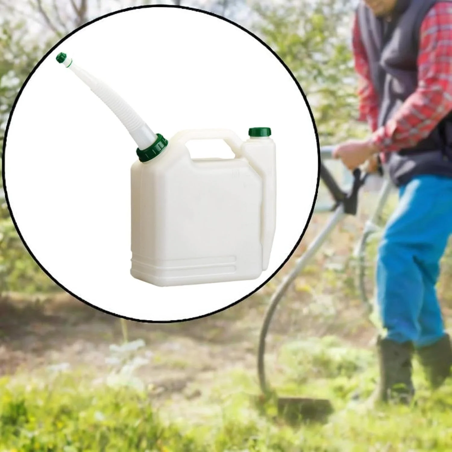 بطری مخلوط روغن برای سوخت، ظرف بنزین موتور 2 زمانه، بطری نسبت مخلوط سوخت برای علف زن، ماشین چمن زنی، اره زنجیری (1.5 لیتر)