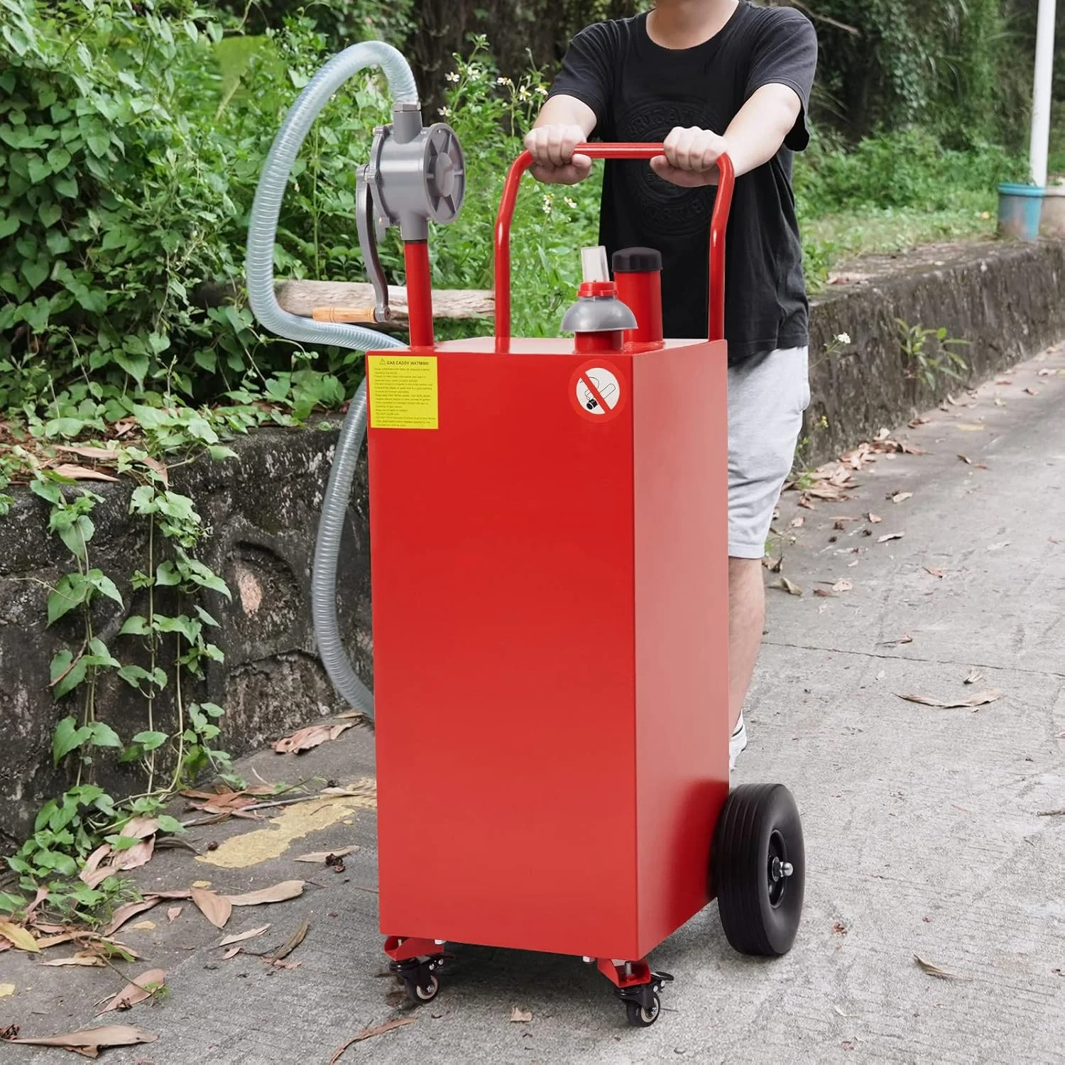 مخزن سوخت قابل حمل 151 لیتری CHEINAUTO با پمپ، مناسب برای ذخیره بنزین، دارای 2 چرخ برای قایق، خودرو، باغ، ماشین چمن زنی و ATV