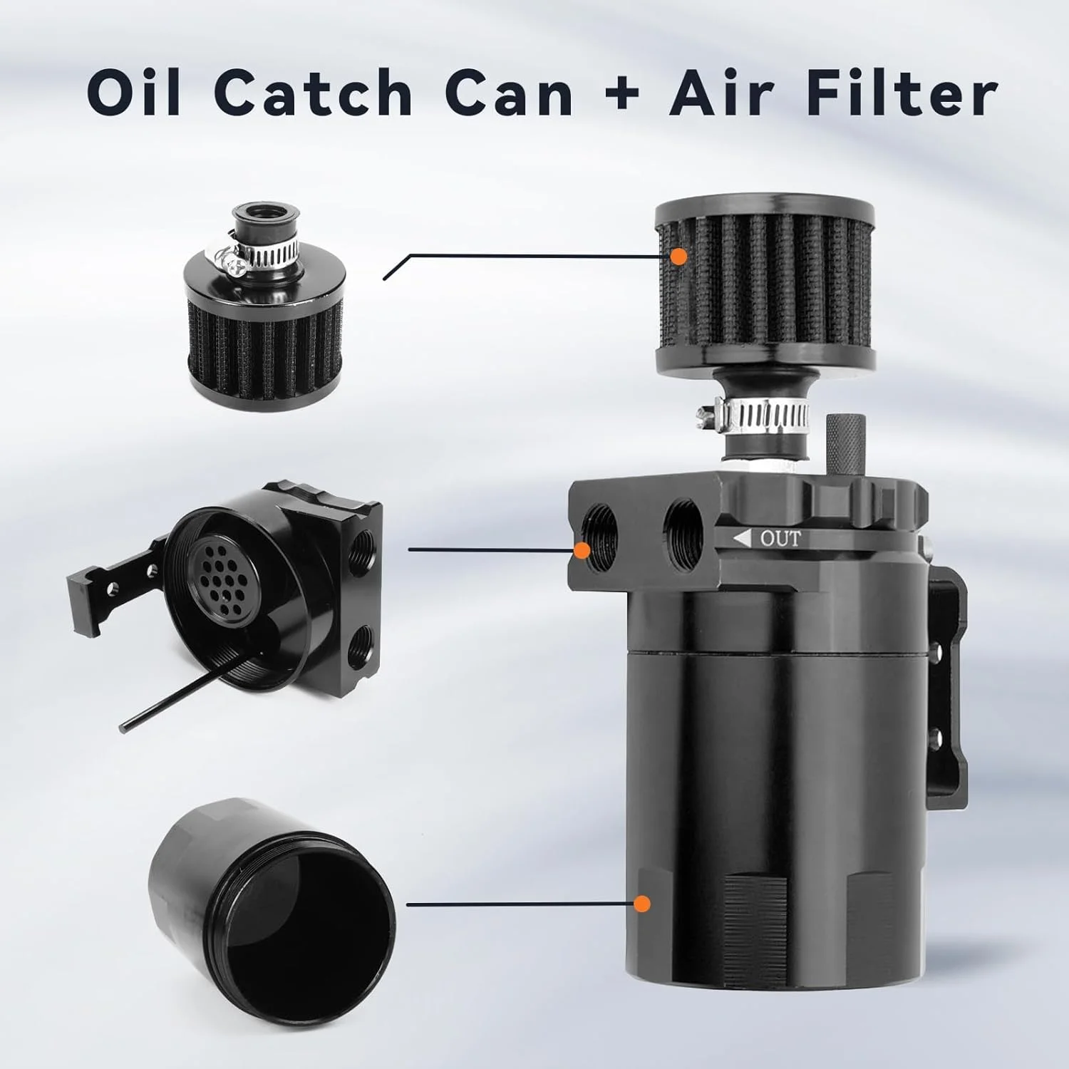 مخزن ذخیره روغن Comeder، مخزن تنفس روغن آلومینیومی 300 میلی لیتری خودرو، مخزن جهانی آلومینیومی با فیلتر، اتصالات، شلنگ PVC، بست کمربندی، پیچ، مهره، حلقه های O (مشکی) مخزن ذخیره روغن Comeder، مخزن تنفس روغن آلومینیومی 300 میلی لیتری خودرو، مخزن جهانی آلومینیومی با فیلتر، اتصالات، شلنگ PVC، بست کمربندی، پیچ، مهره، حلقه های O (مشکی)