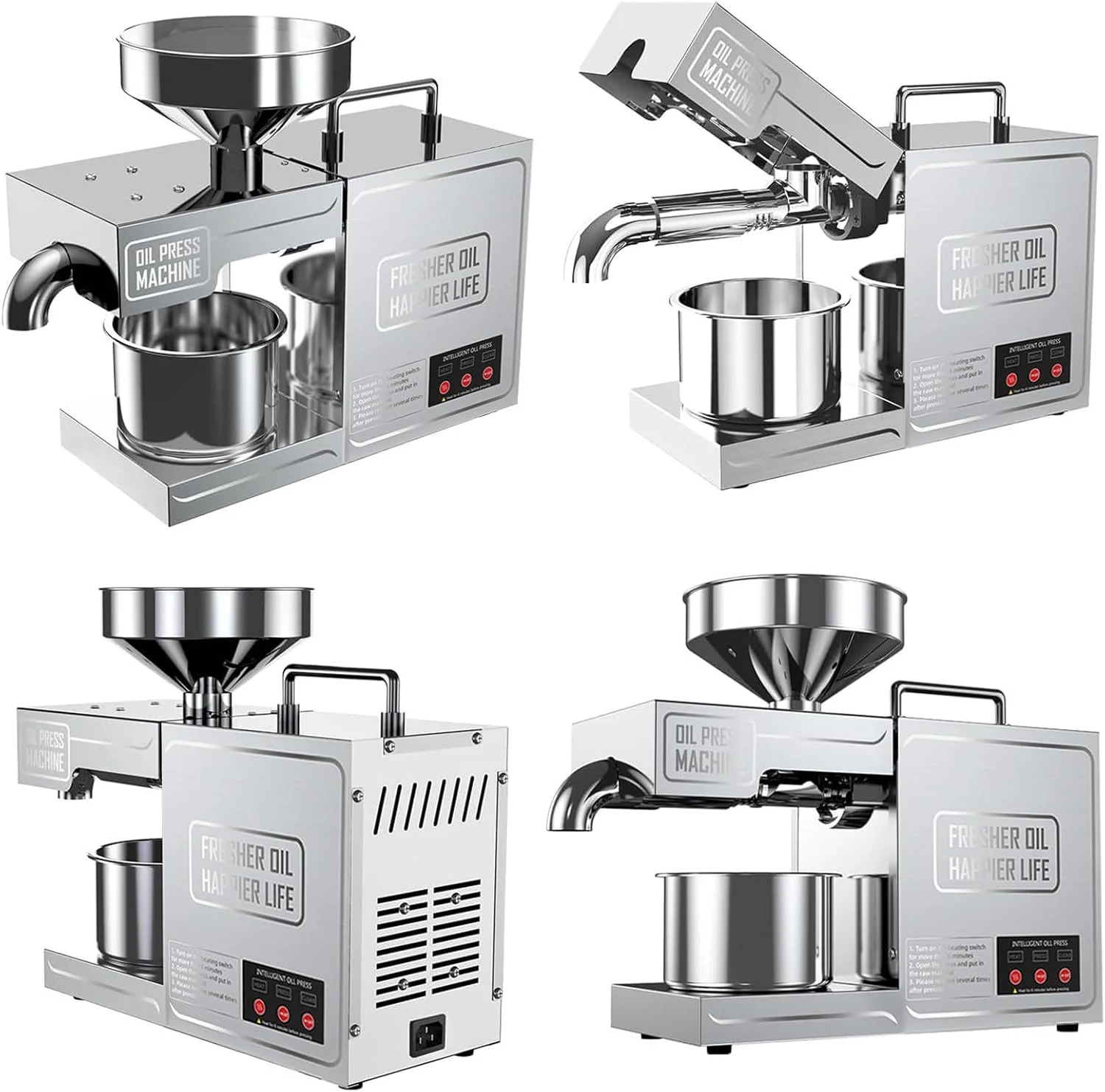 دستگاه روغن گیری خانگی و تجاری، 820 وات، بازدهی بالای روغن، فولاد ضد زنگ برای پرس سرد و گرم دستگاه روغن گیری خانگی و تجاری، 820 وات، بازدهی بالای روغن، فولاد ضد زنگ برای پرس سرد و گرم