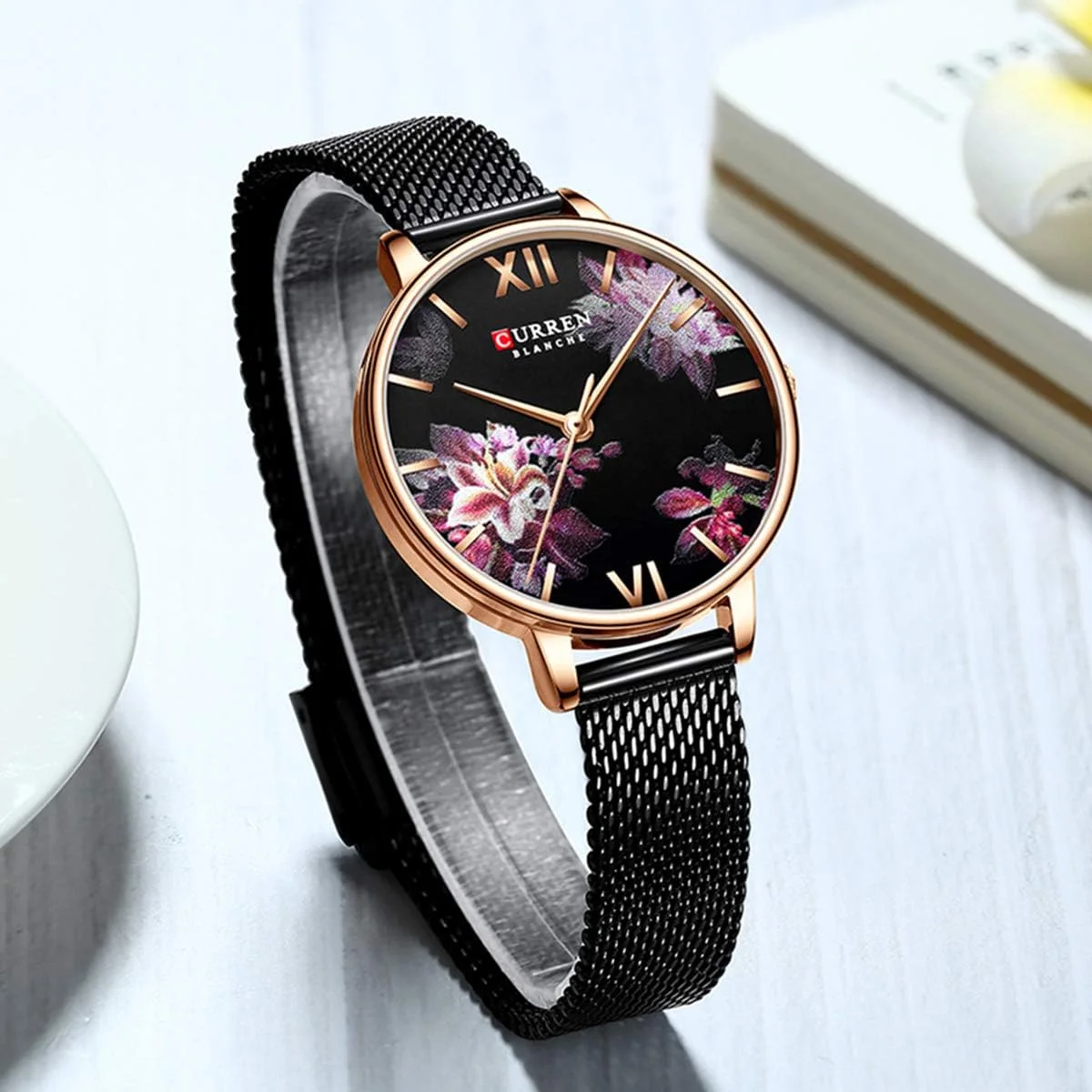 ساعت مچی زنانه کوارتز تجاری لوکس Anself 9060 با صفحه گل، ساعت مچی ظریف و نفیس زنانه ضد آب 3ATM با بند توری استیل ضد زنگ ساعت مچی زنانه کوارتز تجاری لوکس Anself 9060 با صفحه گل، ساعت مچی ظریف و نفیس زنانه ضد آب 3ATM با بند توری استیل ضد زنگ