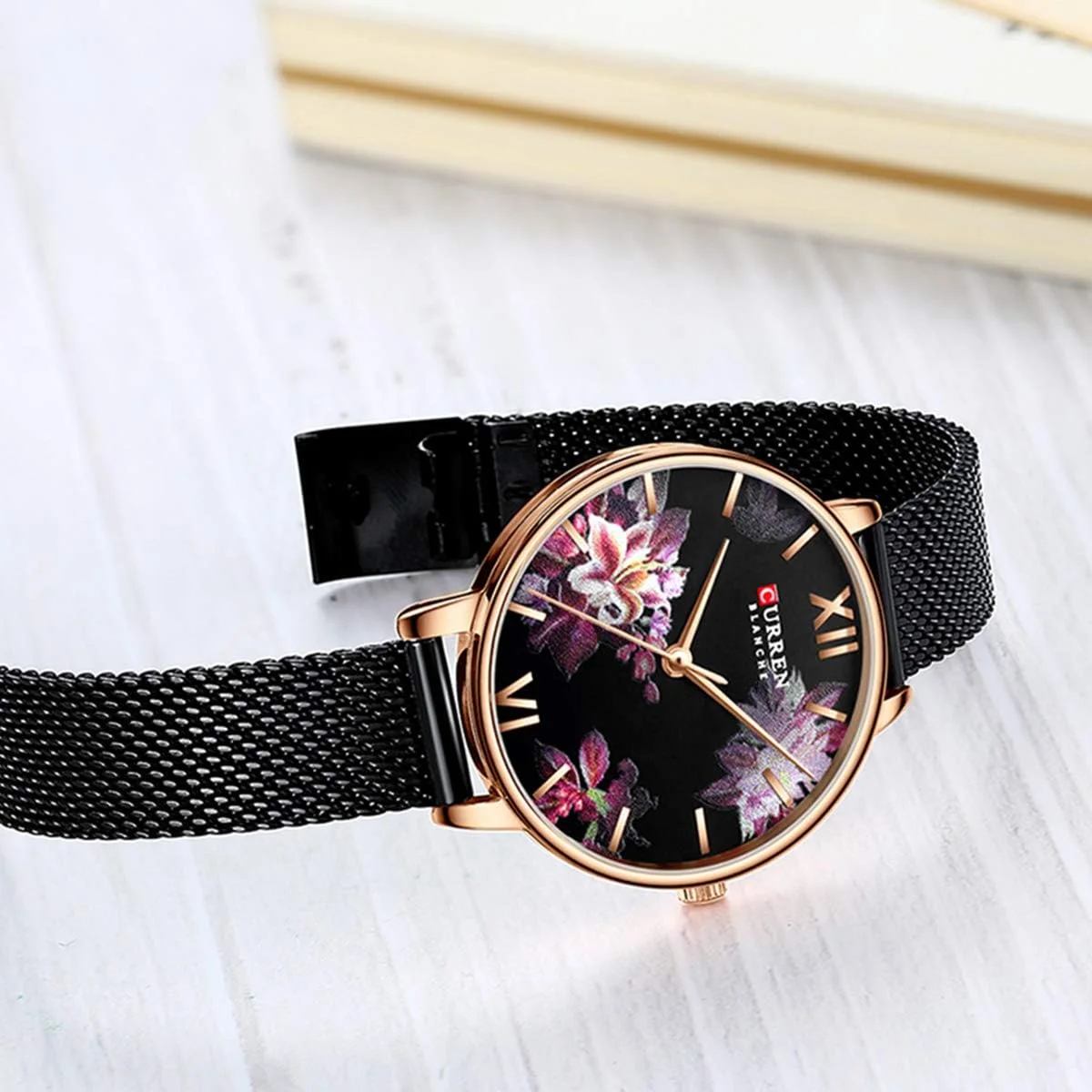 ساعت مچی زنانه کوارتز تجاری لوکس Anself 9060 با صفحه گل، ساعت مچی ظریف و نفیس زنانه ضد آب 3ATM با بند توری استیل ضد زنگ ساعت مچی زنانه کوارتز تجاری لوکس Anself 9060 با صفحه گل، ساعت مچی ظریف و نفیس زنانه ضد آب 3ATM با بند توری استیل ضد زنگ