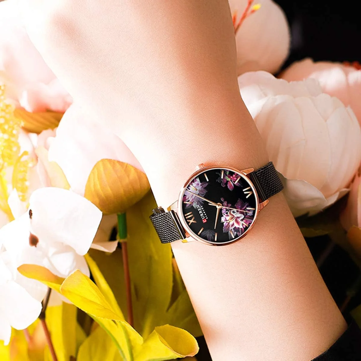 ساعت مچی زنانه کوارتز تجاری لوکس Anself 9060 با صفحه گل، ساعت مچی ظریف و نفیس زنانه ضد آب 3ATM با بند توری استیل ضد زنگ ساعت مچی زنانه کوارتز تجاری لوکس Anself 9060 با صفحه گل، ساعت مچی ظریف و نفیس زنانه ضد آب 3ATM با بند توری استیل ضد زنگ