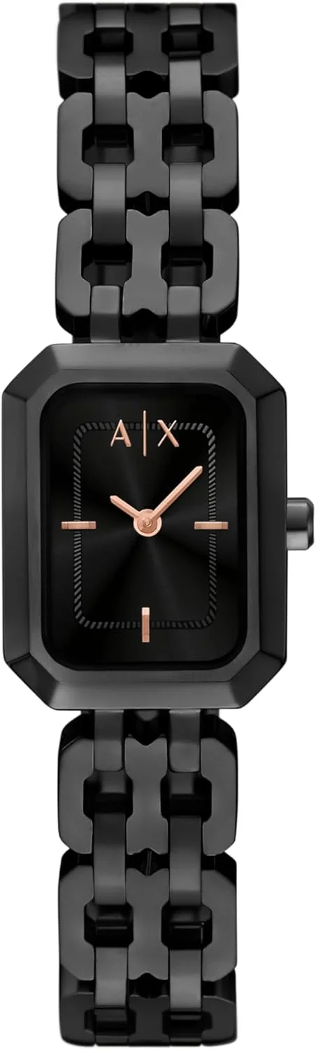 ساعت زنانه آرمانی اکسچنج A|X، ساعت مستطیلی دو عقربه زنانه با بند استیل ضد زنگ