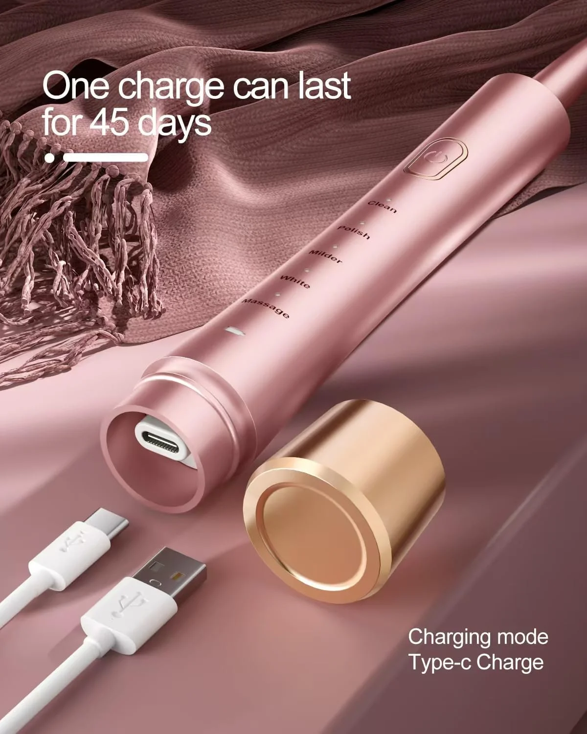 مسواک برقی صوتی AJELU برای بزرگسالان، مسواک صوتی قابل شارژ USB با 8 سر برس، تایمر هوشمند، 5 حالت، شارژ سریع 2 ساعته با ماندگاری 30 روز، صورتی مسواک برقی صوتی AJELU برای بزرگسالان، مسواک صوتی قابل شارژ USB با 8 سر برس، تایمر هوشمند، 5 حالت، شارژ سریع 2 ساعته با ماندگاری 30 روز، صورتی