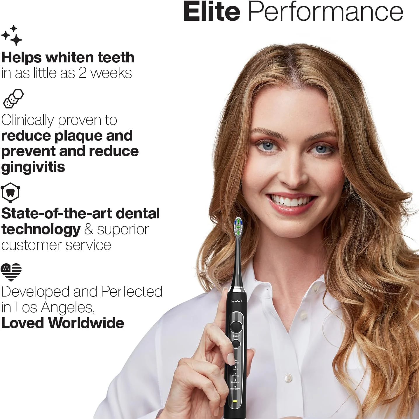 مسواک برقی فوق سفید کننده آکواسونیک الیت - مسواک برقی مورد تایید ADA - دارای 8 سری برس Proflex و کیف مسافرتی - موتور 50000 VPM و شارژ بی سیم - 5 حالت با تایمر هوشمند (مشکی) مسواک برقی فوق سفید کننده آکواسونیک الیت - مسواک برقی مورد تایید ADA - دارای 8 سری برس Proflex و کیف مسافرتی - موتور 50000 VPM و شارژ بی سیم - 5 حالت با تایمر هوشمند (مشکی)