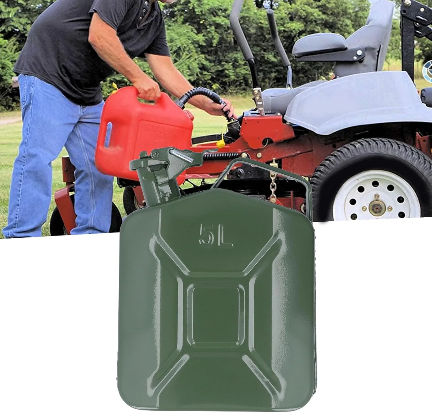 مخزن بنزین 1.3 گالنی، تانک سوخت استیل ضد زنگ، گالن بنزین 5 لیتری با نازل تهویه اتوماتیک