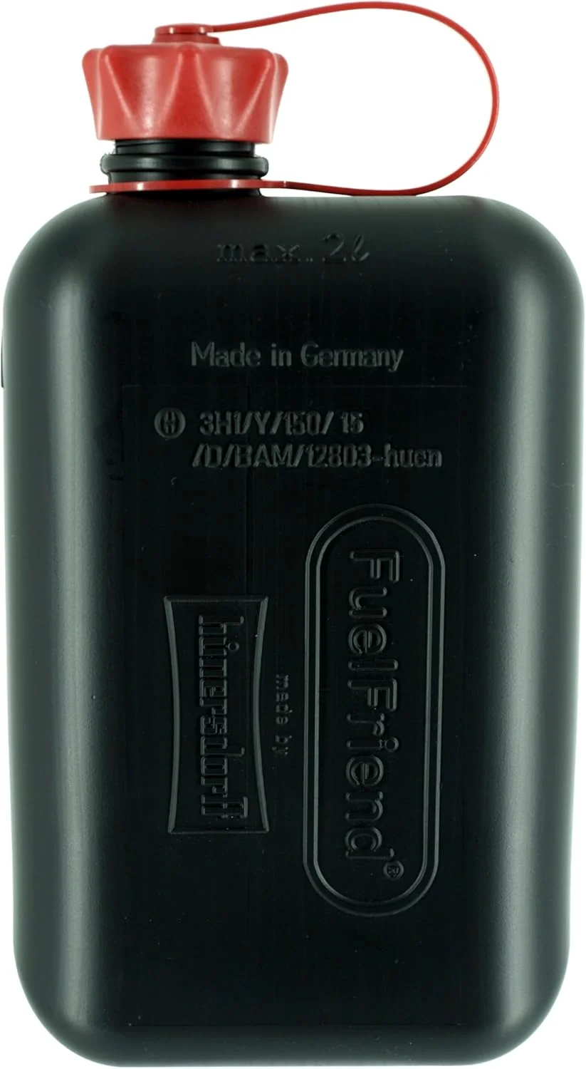 FuelFriend® -BIG حداکثر 2.0 لیتر – 2 عدد مخزن بنزین با تاییدیه سازمان ملل + لوله های خروجی ممتاز برای گازوئیل و بنزین