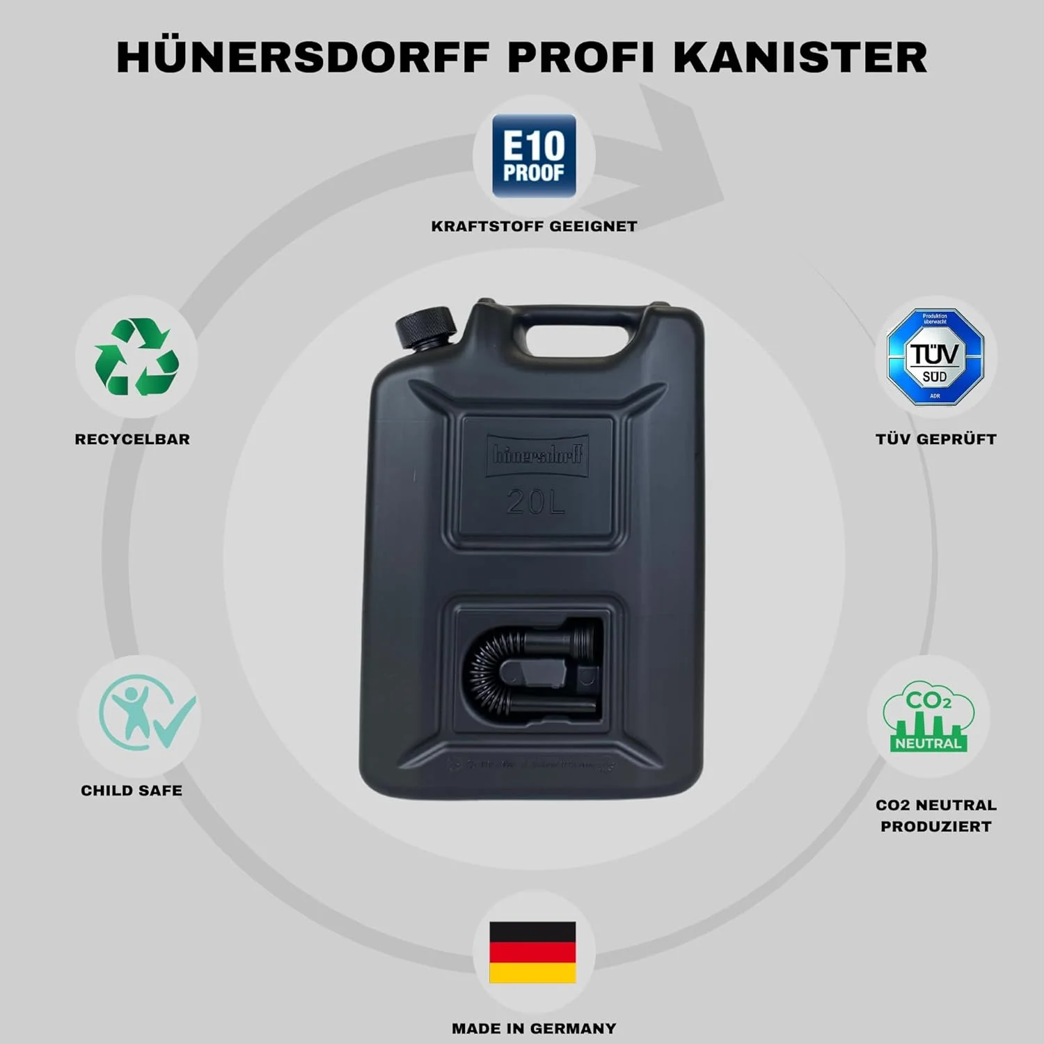 گالن سوخت حرفه ای هونرسدورف 20 لیتری برای بنزین، دیزل و سایر کالاهای خطرناک، دارای تاییدیه سازمان ملل، ساخت آلمان، تولید با تاییدیه TÜV، مشکی گالن سوخت حرفه ای هونرسدورف 20 لیتری برای بنزین، دیزل و سایر کالاهای خطرناک، دارای تاییدیه سازمان ملل، ساخت آلمان، تولید با تاییدیه TÜV، مشکی