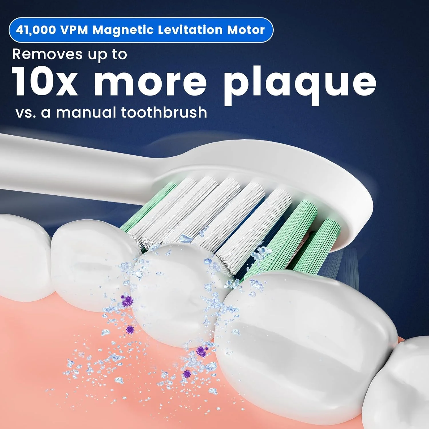 مسواک برقی صوتی Betterchoi - موتور مگلو 41000 دور در دقیقه - 4 سری برس - ضد آب IPX7، باتری با عمر طولانی 1500 میلی آمپر ساعت، 5 حالت تمیز کردن و تایمر هوشمند، سفید مسواک برقی صوتی Betterchoi - موتور مگلو 41000 دور در دقیقه - 4 سری برس - ضد آب IPX7، باتری با عمر طولانی 1500 میلی آمپر ساعت، 5 حالت تمیز کردن و تایمر هوشمند، سفید