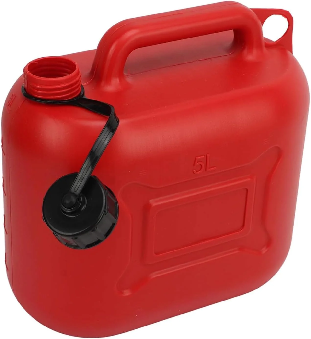 گالن سوخت 5 لیتری / مخزن سوخت 1.3 گالنی با نازل انعطاف پذیر 27 سانتی متری - مخزن ذخیره بنزین قابل حمل برای خودرو، موتور سیکلت، ماشین چمن زنی، استفاده اضطراری - مخزن سوخت پلاستیکی بادوام