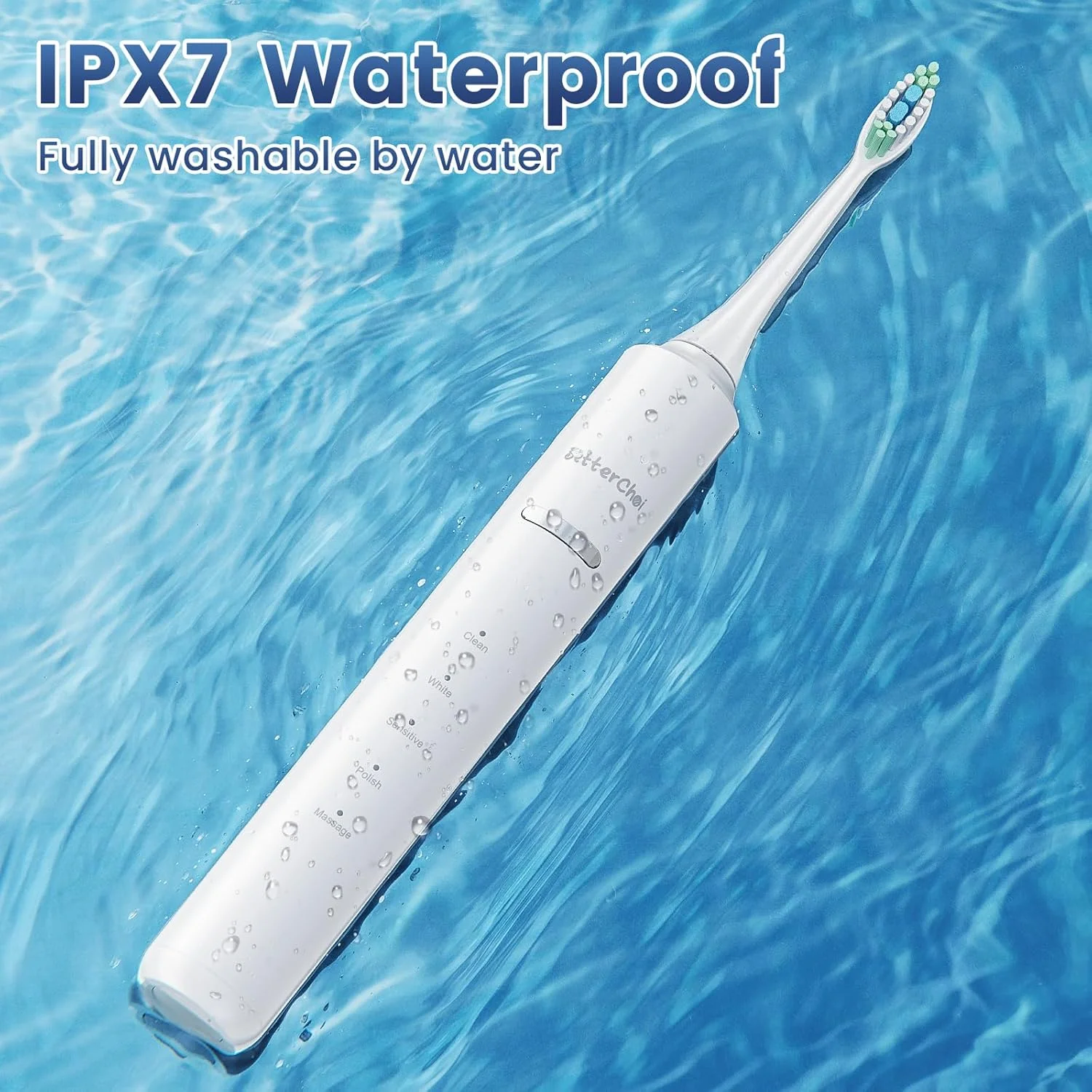 مسواک برقی صوتی Betterchoi - موتور مگلو 41000 دور در دقیقه - 4 سری برس - ضد آب IPX7، باتری با عمر طولانی 1500 میلی آمپر ساعت، 5 حالت تمیز کردن و تایمر هوشمند، سفید مسواک برقی صوتی Betterchoi - موتور مگلو 41000 دور در دقیقه - 4 سری برس - ضد آب IPX7، باتری با عمر طولانی 1500 میلی آمپر ساعت، 5 حالت تمیز کردن و تایمر هوشمند، سفید