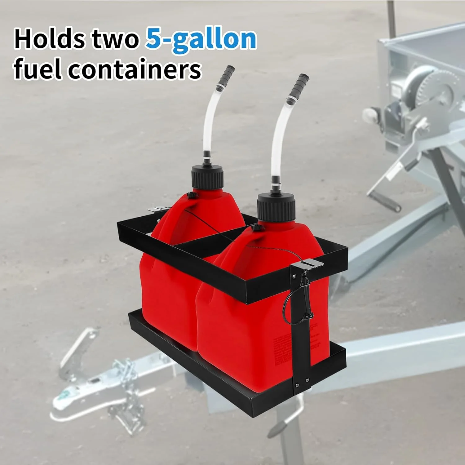 نگهدارنده دبه بنزین: نگهدارنده دبه بنزین استیل ضد زنگ Mineye برای تریلر، مناسب برای دو دبه بنزین 5 گالنی، سازگار با دبه بنزین مسابقه ای VP 5.5 گالنی