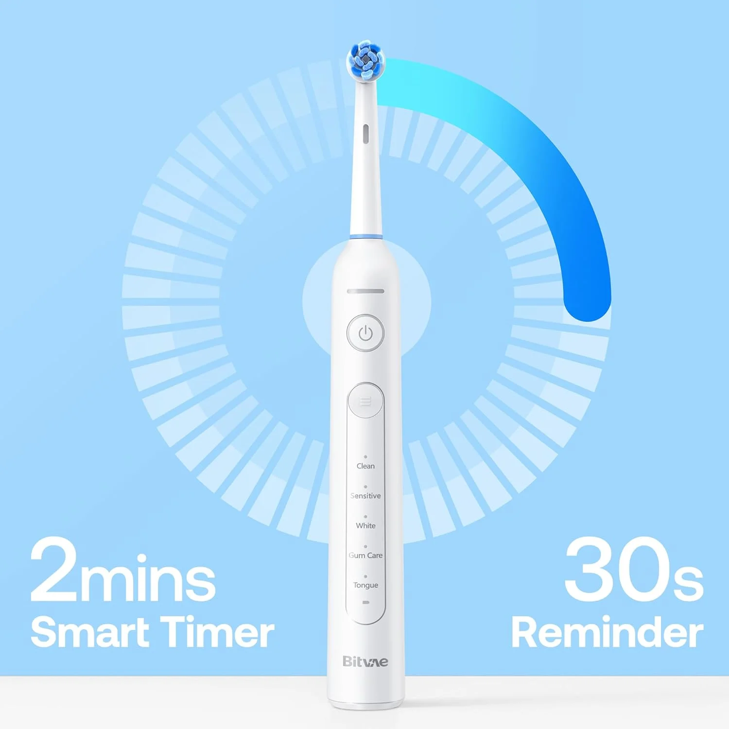 Bitvae R2 Rotating Electric Toothbrush for Adults with 8 Brush Heads, 5 Modes Rechargeable Power Toothbrush with Pressure Sensor, White Bitvae R2 Rotating Electric Toothbrush for Adults with 8 Brush Heads, 5 Modes Rechargeable Power Toothbrush with Pressure Sensor, White