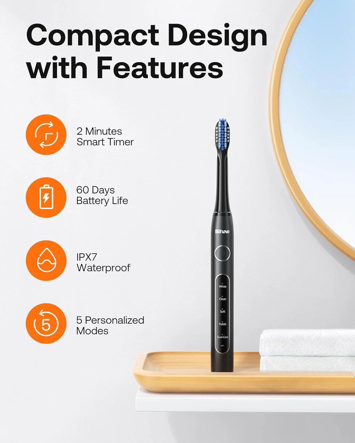 Bitvae Sonic Electric Toothbrush, Daliy D2 Rechargeable Electric Toothbrush for Adults and Kids, Ultrasonic Toothbrush with 8 Toothbrush Heads, Black Bitvae Sonic Electric Toothbrush, Daliy D2 Rechargeable Electric Toothbrush for Adults and Kids, Ultrasonic Toothbrush with 8 Toothbrush Heads, Black