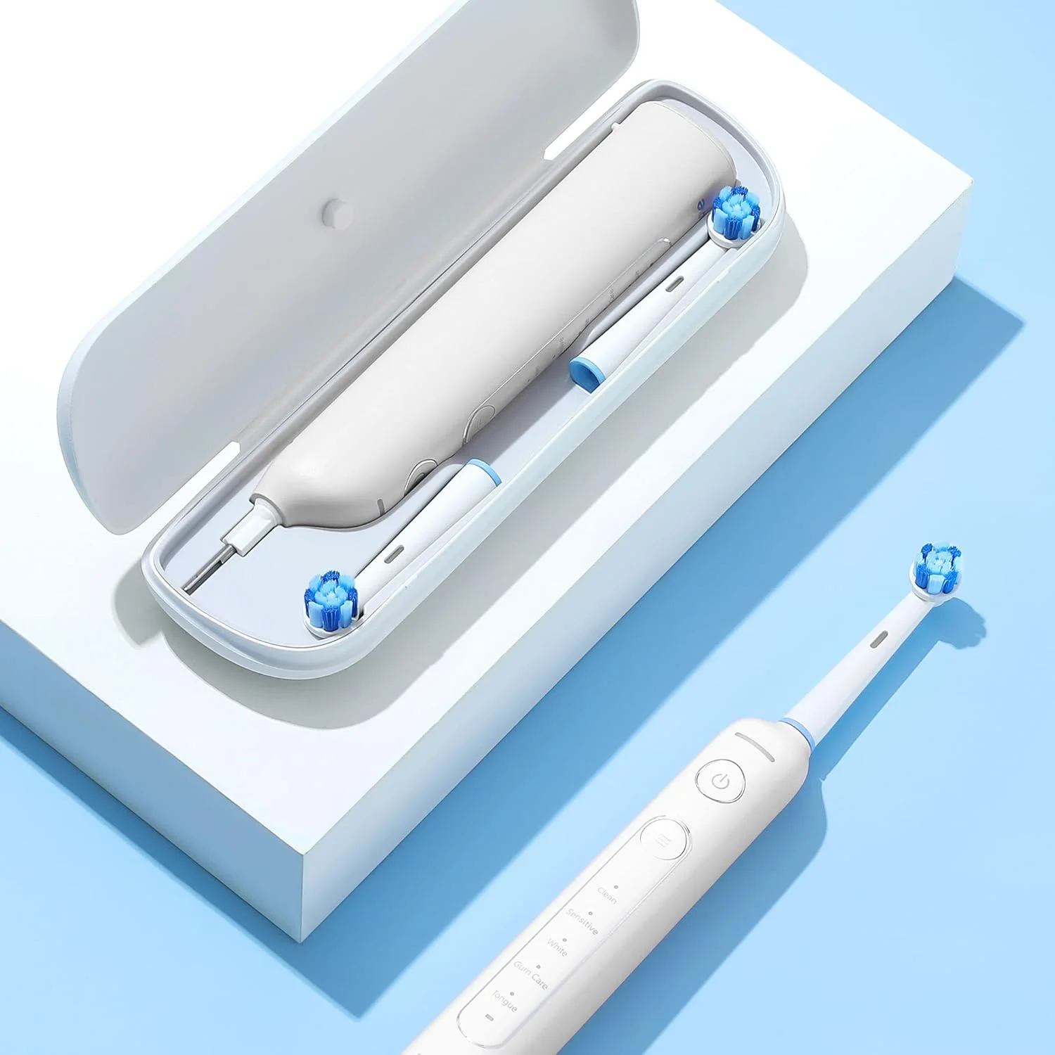Bitvae R2 Rotating Electric Toothbrush for Adults with 8 Brush Heads, 5 Modes Rechargeable Power Toothbrush with Pressure Sensor, White Bitvae R2 Rotating Electric Toothbrush for Adults with 8 Brush Heads, 5 Modes Rechargeable Power Toothbrush with Pressure Sensor, White