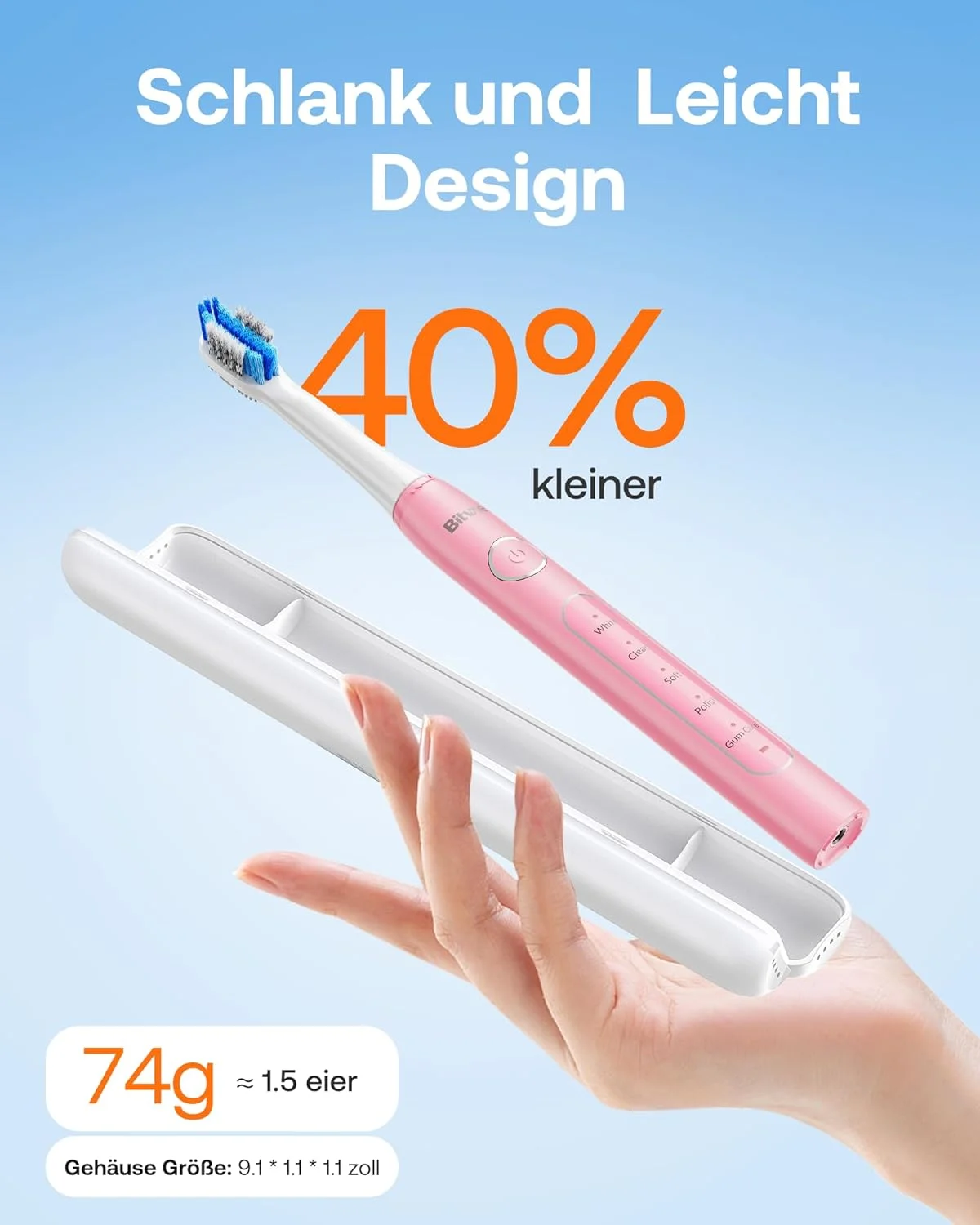 مسواک برقی Bitvae D2، تایید شده توسط انجمن دندانپزشکی آمریکا - ADA، دارای 5 حالت تمیز کردن، 8 سری یدکی، کیف مسافرتی و پشتیبانی، 60 روز عمر باتری، صورتی مسواک برقی Bitvae D2، تایید شده توسط انجمن دندانپزشکی آمریکا - ADA، دارای 5 حالت تمیز کردن، 8 سری یدکی، کیف مسافرتی و پشتیبانی، 60 روز عمر باتری، صورتی