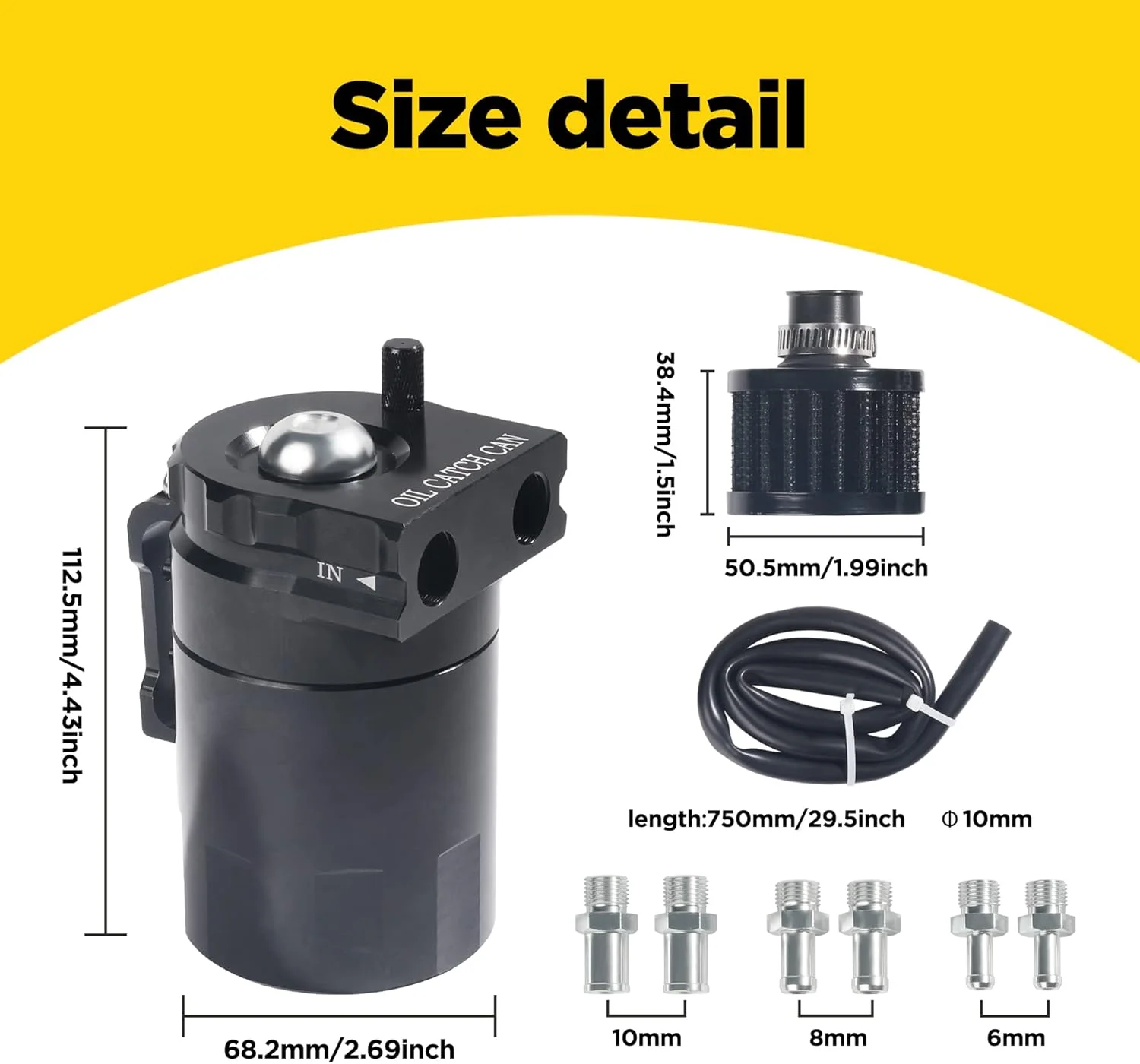 جداکننده روغن فلاکونی خودرو، مخزن جمع آوری روغن، جداکننده روغن هوا، مخزن جمع آوری روغن بافل دار، مخزن جمع آوری روغن موتور سیکلت، کیت مخزن جمع آوری روغن 300 میلی لیتری با فیلتر تنفسی، قابل استفاده برای اکثر خودروها