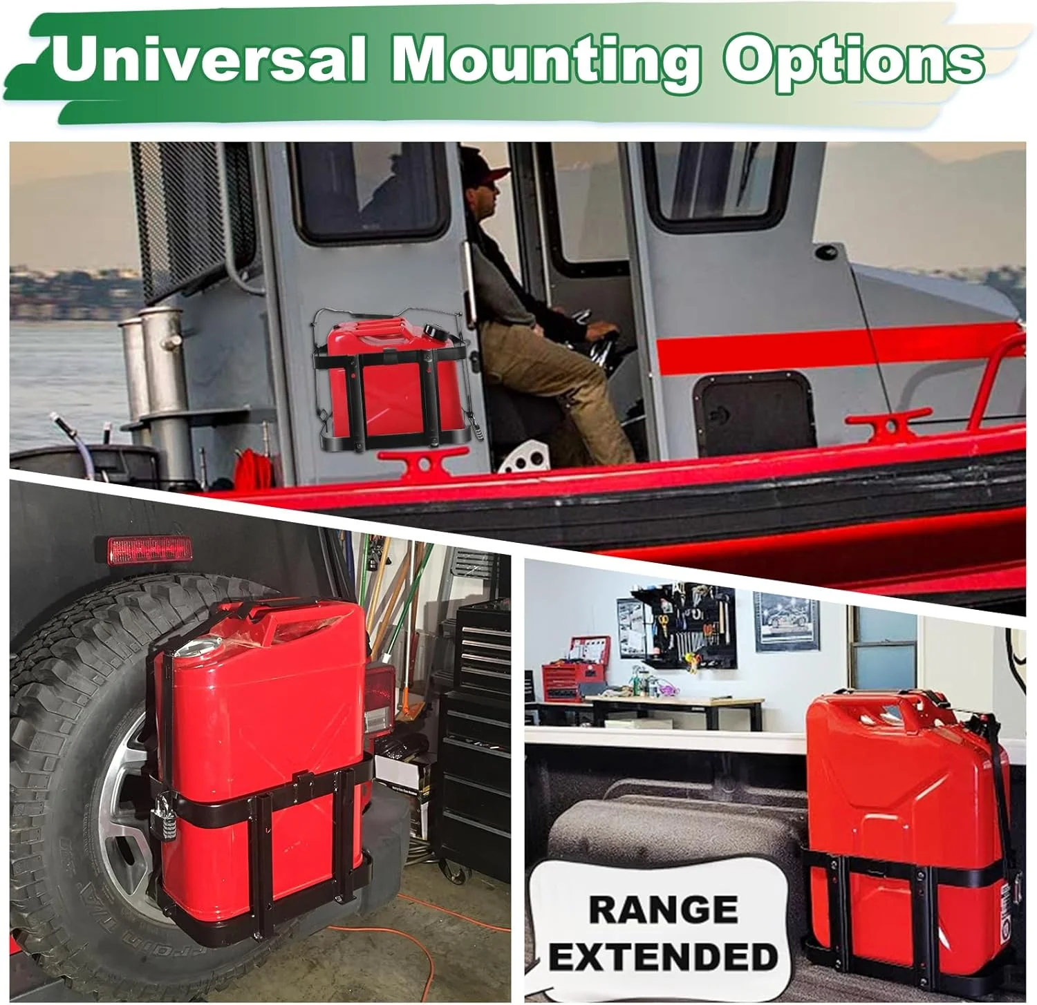 نگهدارنده قفل دار گالن سوخت جری، پایه نگهدارنده گالن جری فولادی سنگین مناسب برای گالن 5 گالنی (20 لیتری)، پایه نگهدارنده جداشدنی توسط MCCKLE (بسته 2 عددی)