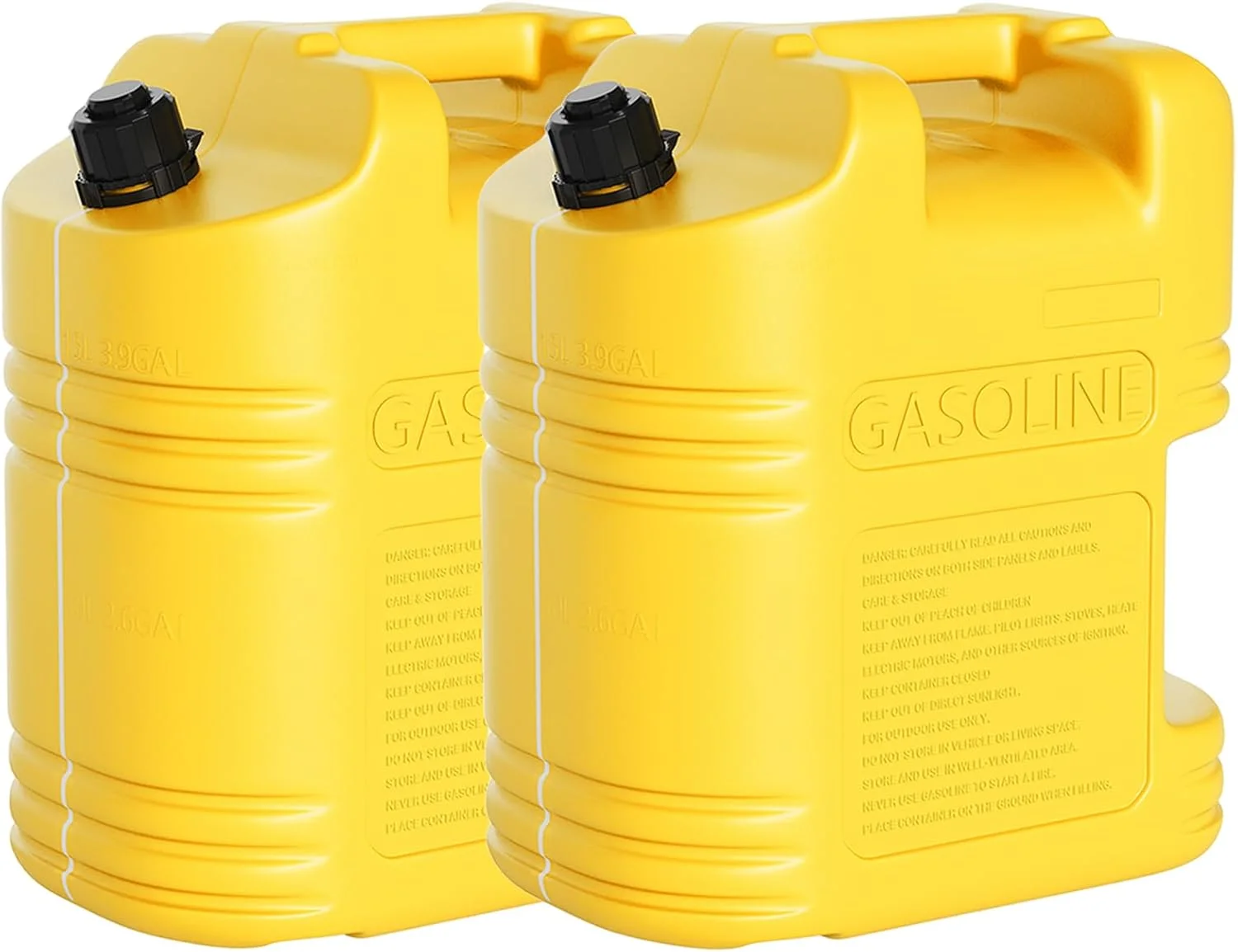 ظرف مایع چند منظوره سنگین 5 گالنی با نوار دید، طراحی مهر و موم ایمن و دسته ارگونومیک - زرد، مجموعه 2 عددی
