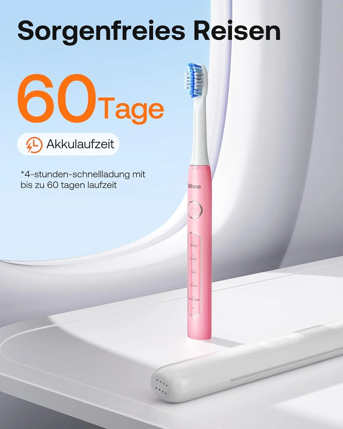 مسواک برقی Bitvae D2، تایید شده توسط انجمن دندانپزشکی آمریکا - ADA، دارای 5 حالت تمیز کردن، 8 سری یدکی، کیف مسافرتی و پشتیبانی، 60 روز عمر باتری، صورتی مسواک برقی Bitvae D2، تایید شده توسط انجمن دندانپزشکی آمریکا - ADA، دارای 5 حالت تمیز کردن، 8 سری یدکی، کیف مسافرتی و پشتیبانی، 60 روز عمر باتری، صورتی