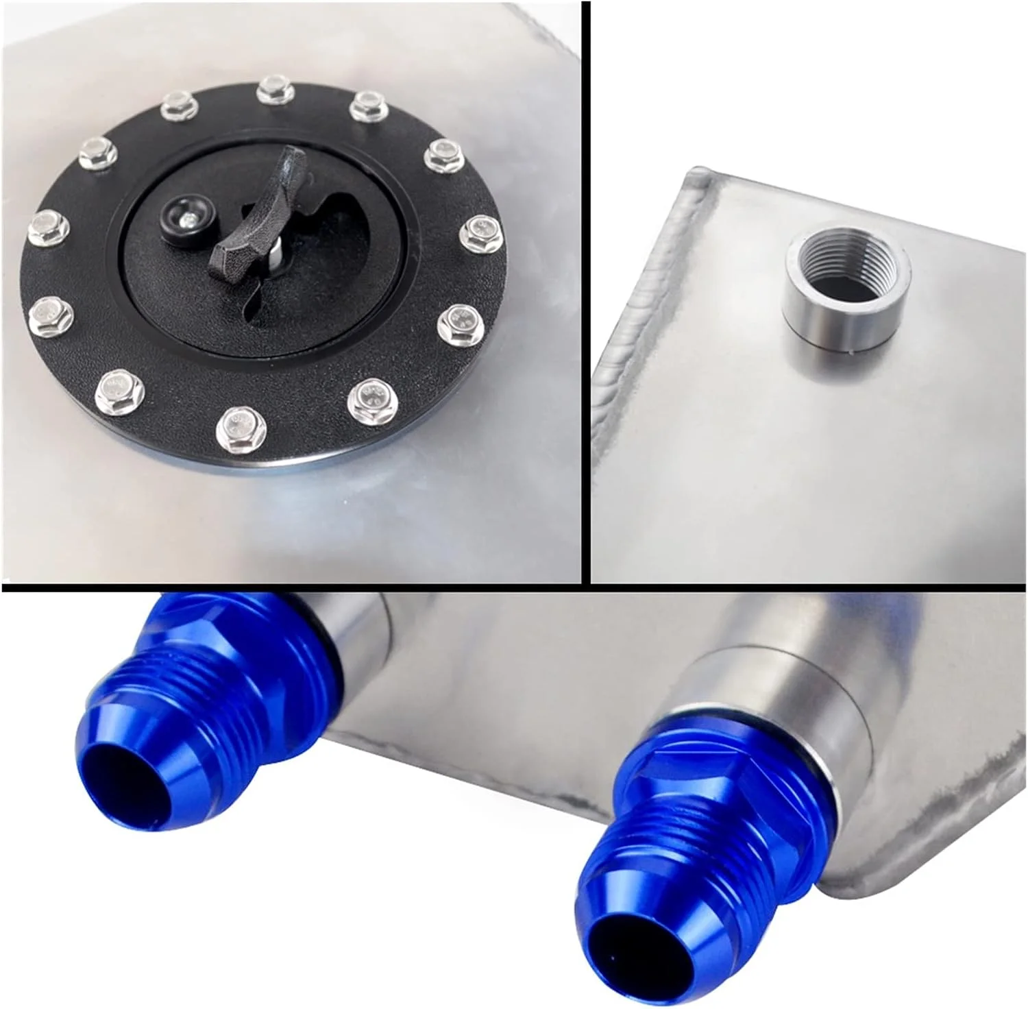 مخزن ذخیره روغن JACOJE مدل VR-20L آلومینیومی، مخزن سرریز سوخت با سنسور، مخزن 20 لیتری با درپوش/فوم داخلی VR-TK39، تجهیزات سیستم سوخت جایگزین خودرو (رنگ: با سنسور)