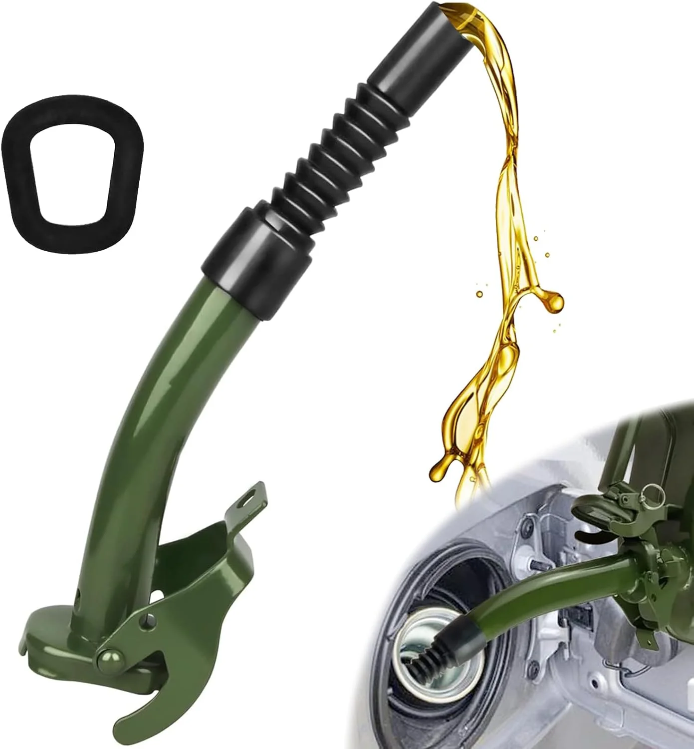 قیف پرکننده - 26 سانتی متر با دیسک های لاستیکی ضد نشت، مناسب برای گالن های فلزی 5، 10 و 20 لیتری، گالن های سوخت، گالن های بنزین