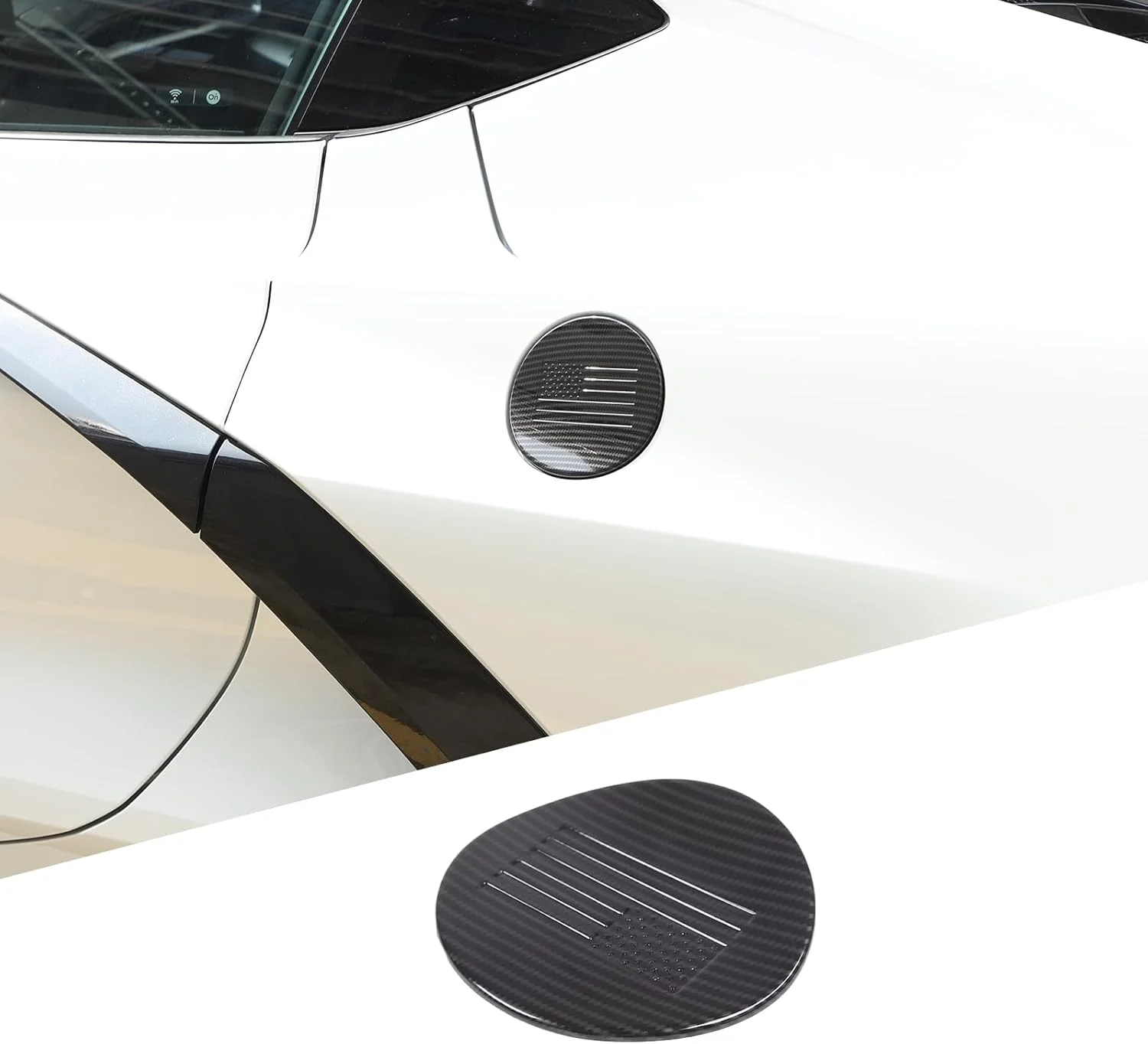 Fgtagtal Fuel Filler Gas Tank Cap Cover Fit for Chevrolet Corvette C8 2020-2023, ABS Car Gas Cap Fuel Cover, Fuel Filler Cap Anti-Scratch Protection Trim Cover (Carbon Fiber Pattern)