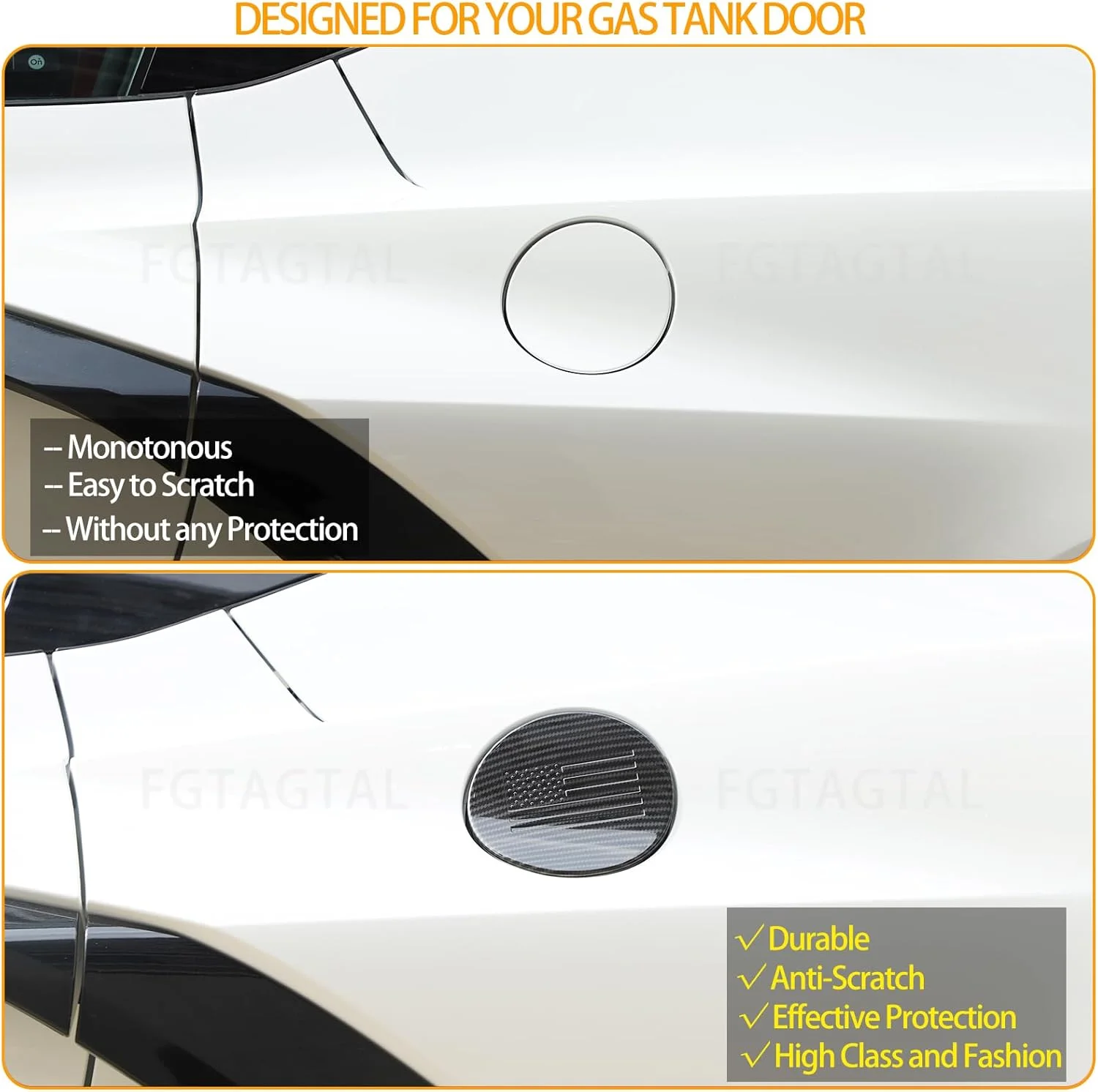 Fgtagtal Fuel Filler Gas Tank Cap Cover Fit for Chevrolet Corvette C8 2020-2023, ABS Car Gas Cap Fuel Cover, Fuel Filler Cap Anti-Scratch Protection Trim Cover (Carbon Fiber Pattern)