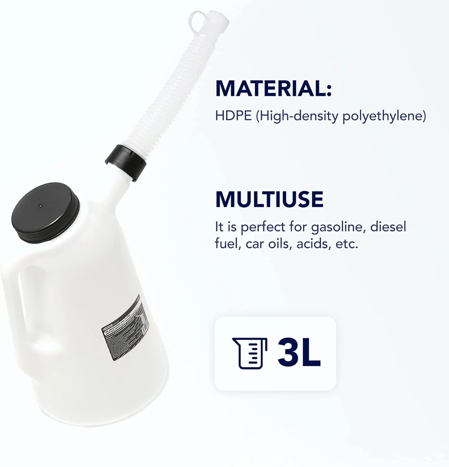 Forsage Measuring Plastic Pouring Oil Jug with Lid, 3 liters