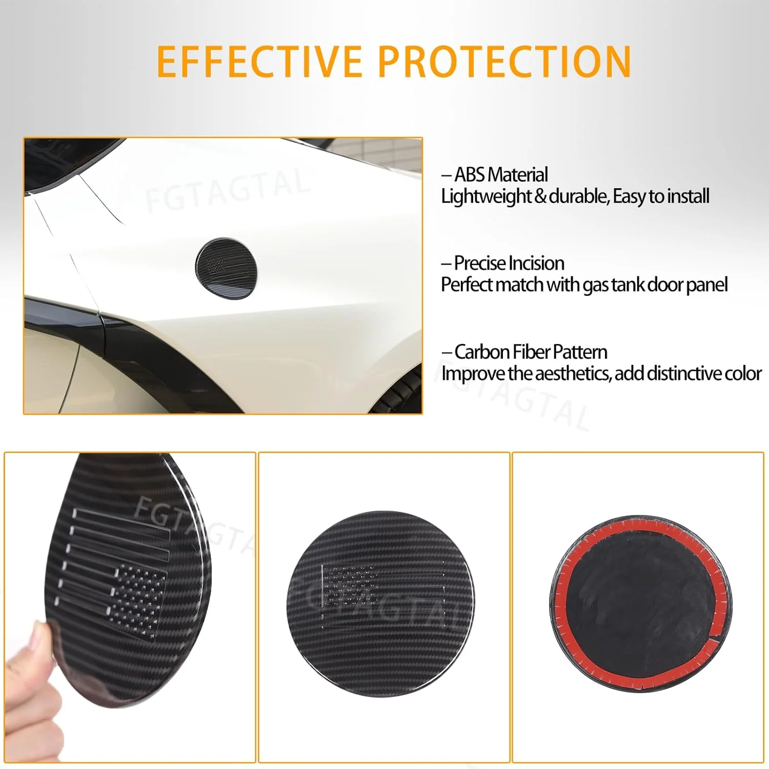 Fgtagtal Fuel Filler Gas Tank Cap Cover Fit for Chevrolet Corvette C8 2020-2023, ABS Car Gas Cap Fuel Cover, Fuel Filler Cap Anti-Scratch Protection Trim Cover (Carbon Fiber Pattern)