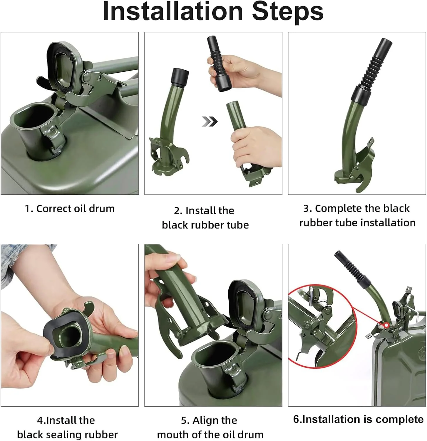 قیف پرکننده - 26 سانتی متر با دیسک های لاستیکی ضد نشت، مناسب برای گالن های فلزی 5، 10 و 20 لیتری، گالن های سوخت، گالن های بنزین