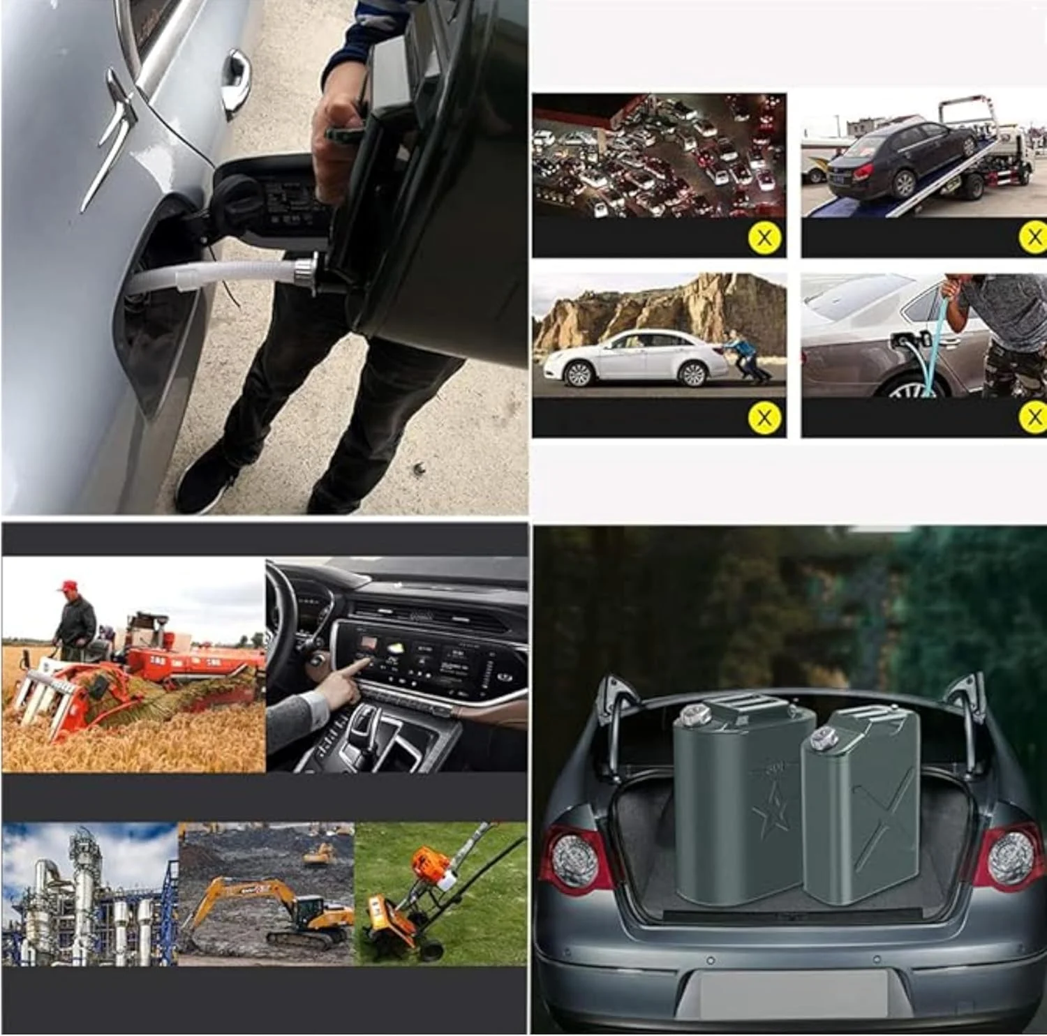 گالن فلزی سوخت 10، 15 و 20 لیتری با نازل انعطاف پذیر، مخزن ذخیره بنزین ضد نشت برای استفاده در فضای باز و شرایط اضطراری (10 لیتری)