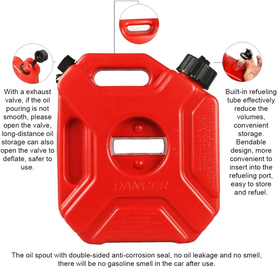 Graflsoa 1.3 Gallon Fuel Tanks 5L Portable oline Diesels Containers -Static Backup Petrol Storage Tanks with Lock & Key for Car Motorcycle Truck SUV ATV Off-Road Vehicle
