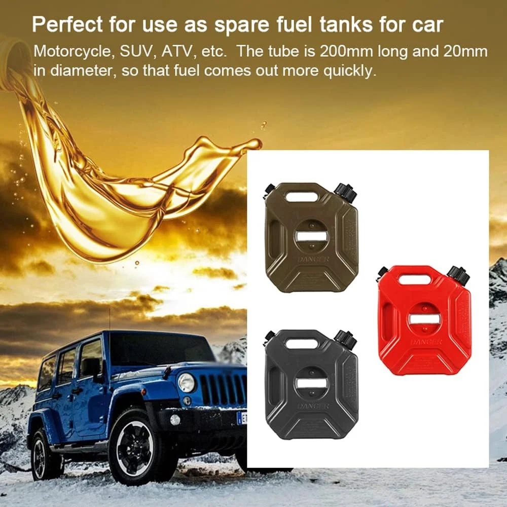 Graflsoa 1.3 Gallon Fuel Tanks 5L Portable oline Diesels Containers -Static Backup Petrol Storage Tanks with Lock & Key for Car Motorcycle Truck SUV ATV Off-Road Vehicle