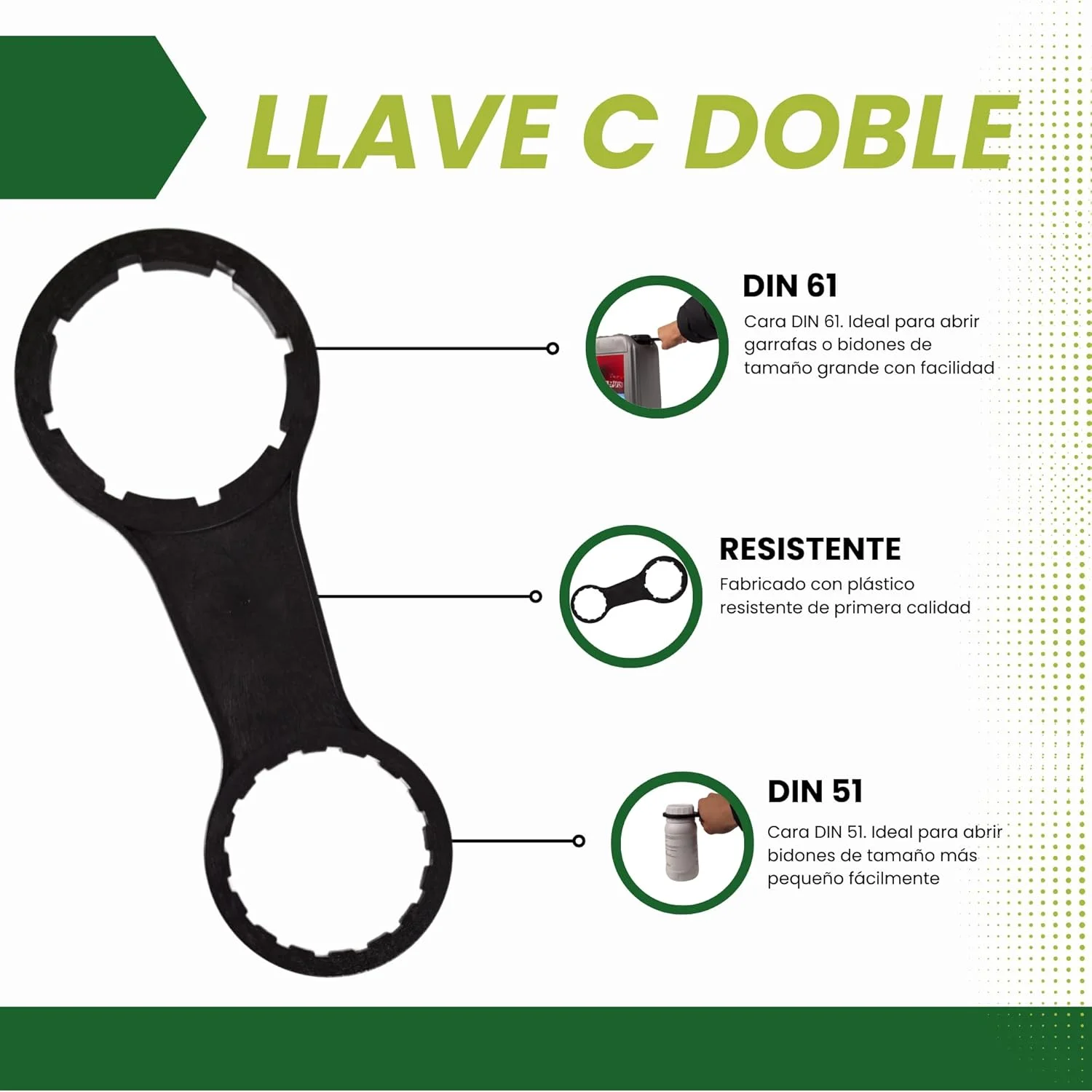 آچار درب بشکه دو طرفه GROWMANIA DIN 51 و DIN 61 | درب بازکن آسان بشکه های 5، 10 و 20 لیتری | درب بازکن قابل حمل دو سایز