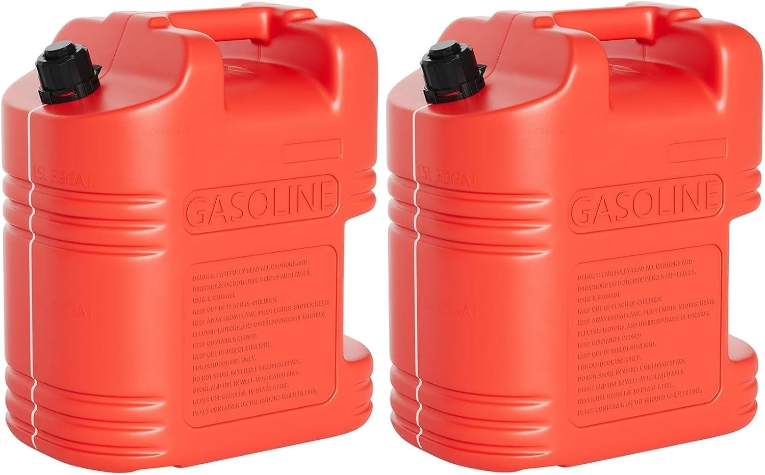 ظرف بنزین 5 گالنی GOCAPTAIN، ظروف ذخیره سازی بدون ریزش با نوار قابل مشاهده و دریچه تخلیه هوا، سطل های بادوام 15.4" x 7.1" x 11"، قرمز 2 عددی