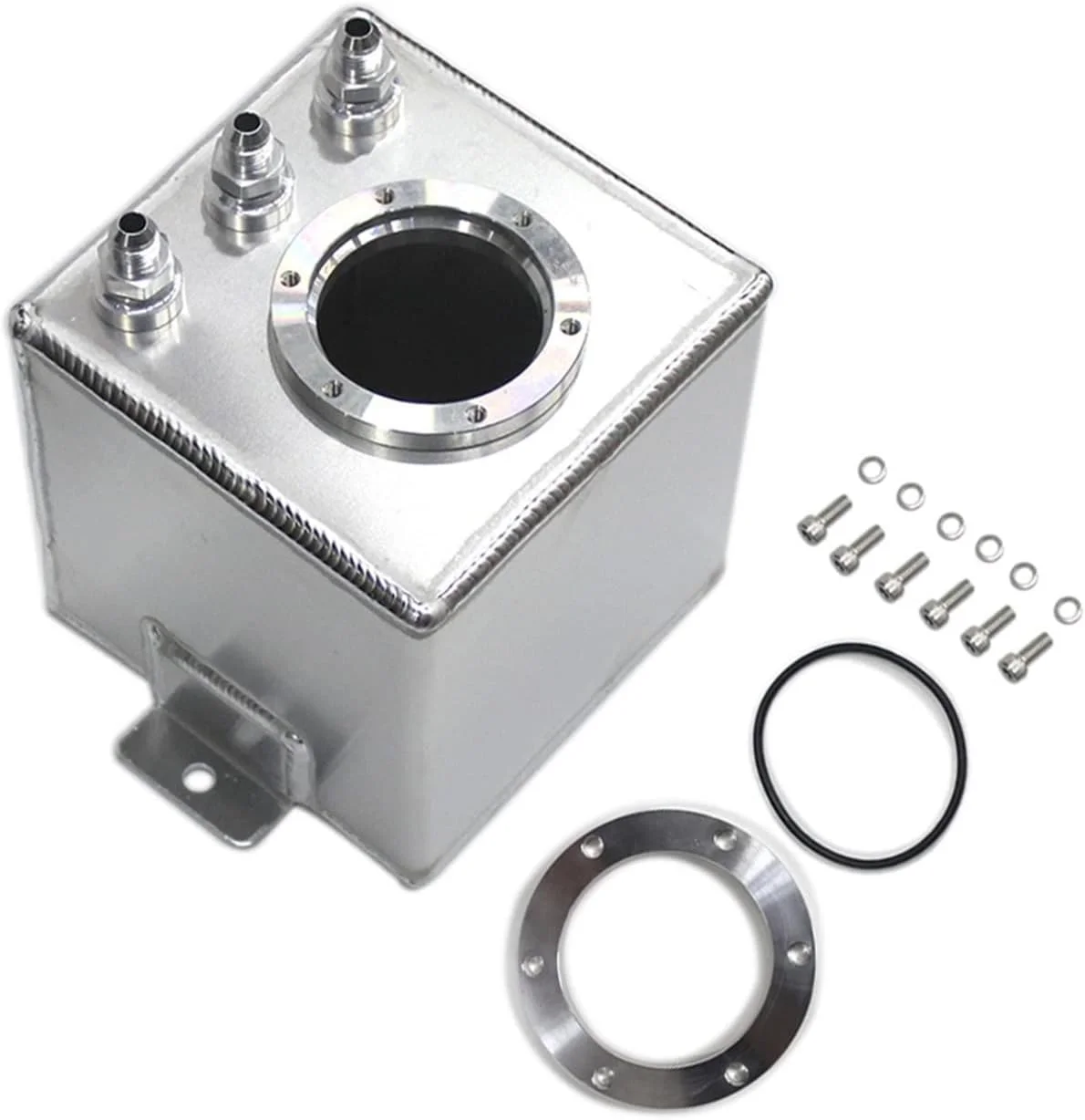 مخزن ذخیره روغن یونیورسال GFSuwqj، مخزن 2 لیتری آلومینیومی ذخیره روغن/مخزن سوخت/مخزن بنزین به همراه پمپ سوخت 044 و جداکننده روغن از هوا (نقره ای)