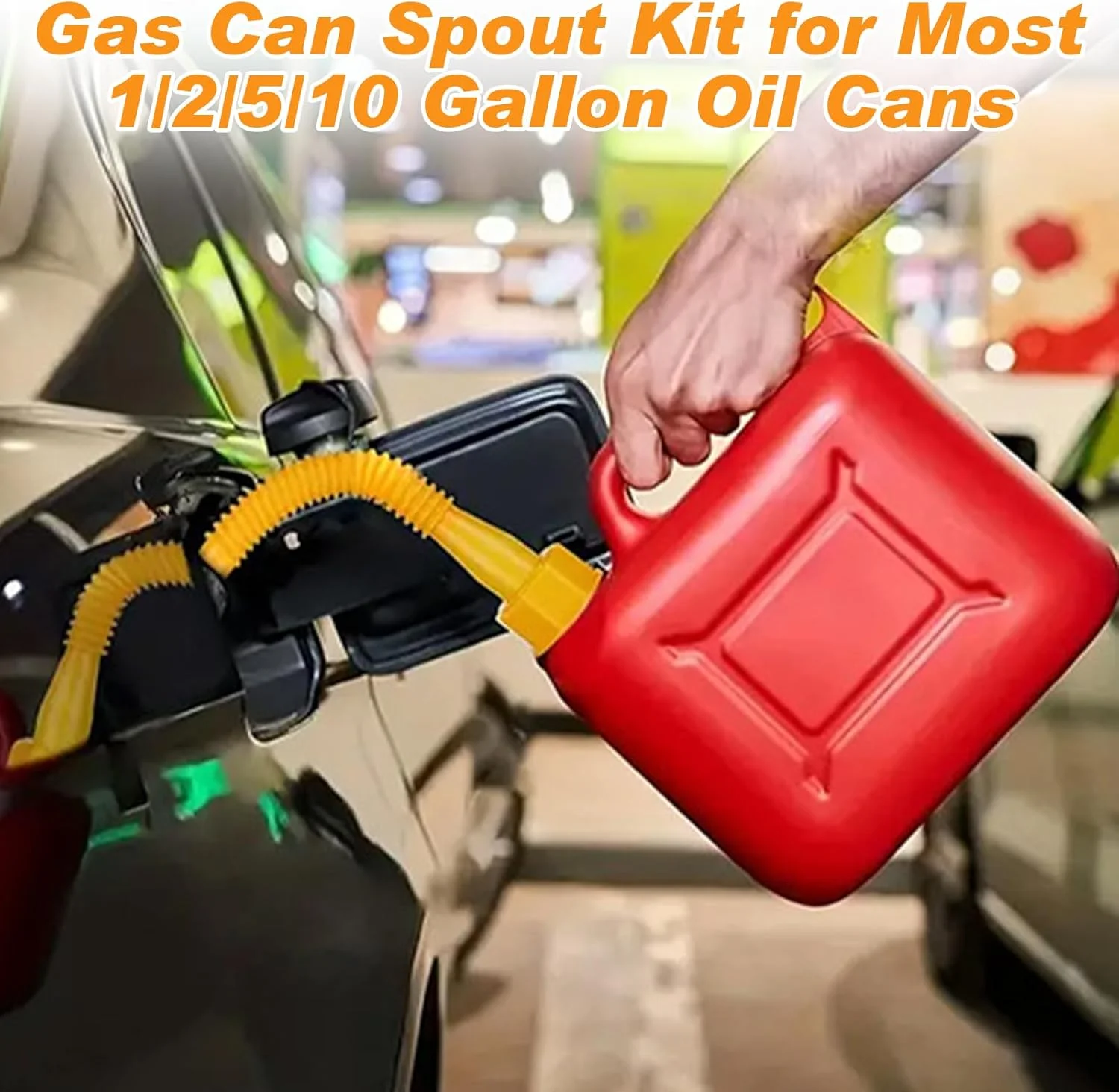 نازل جایگزین برای گالن بنزین GOLD DEER (مجموعه 3 عددی - زرد) شامل نازل گالن بنزین به همراه 6 عدد درپوش پیچی، 3 عدد رزوه درشت و 3 عدد رزوه ریز - مناسب برای اکثر گالن های 1/2/5/10 گالنی، نازل جایگزین انعطاف پذیر گالن بنزین