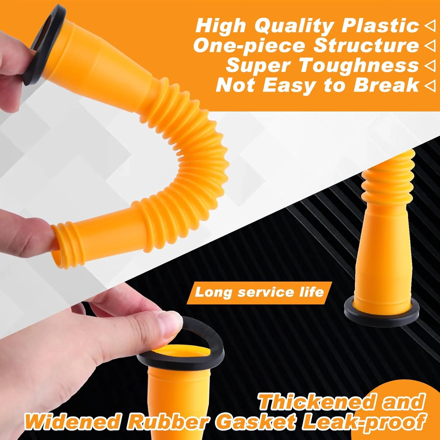 نازل جایگزین برای گالن بنزین GOLD DEER (مجموعه 3 عددی - زرد) شامل نازل گالن بنزین به همراه 6 عدد درپوش پیچی، 3 عدد رزوه درشت و 3 عدد رزوه ریز - مناسب برای اکثر گالن های 1/2/5/10 گالنی، نازل جایگزین انعطاف پذیر گالن بنزین