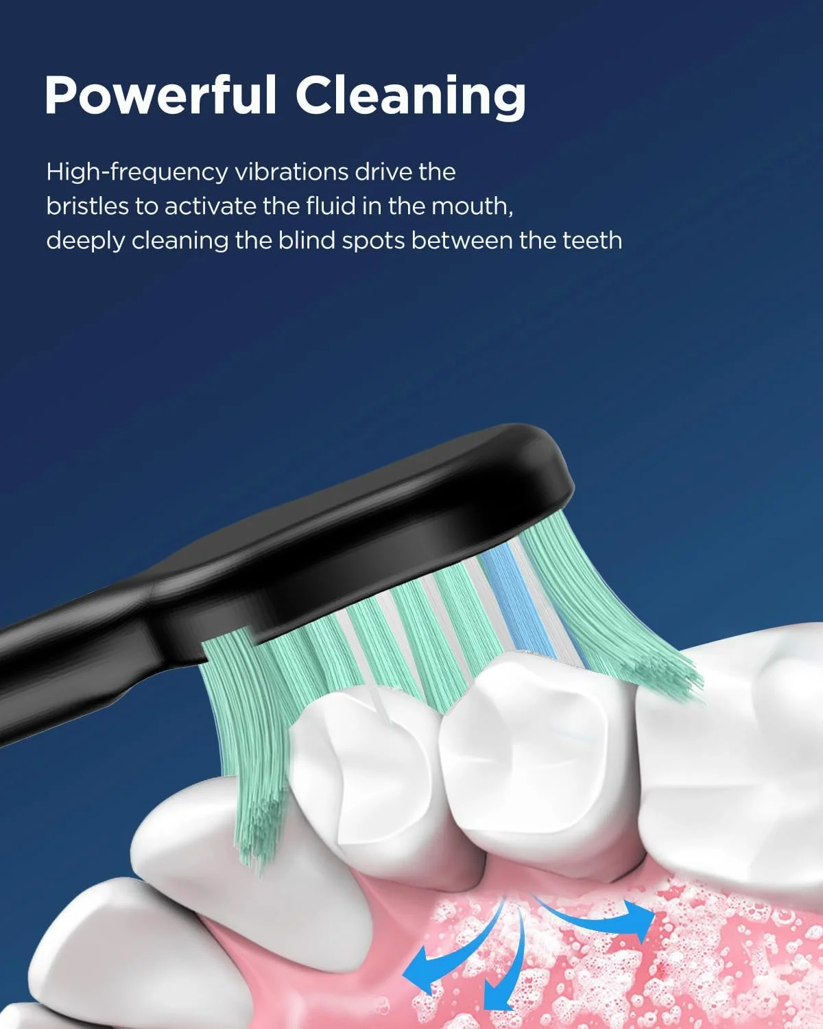 مسواک برقی سونیک برای بزرگسالان و کودکان، 47000 دور در دقیقه با 5 حالت و 3 شدت، مسواک مسافرتی با کیف، 3 ساعت شارژ برای 60 روز، تایمر هوشمند داخلی مشکی