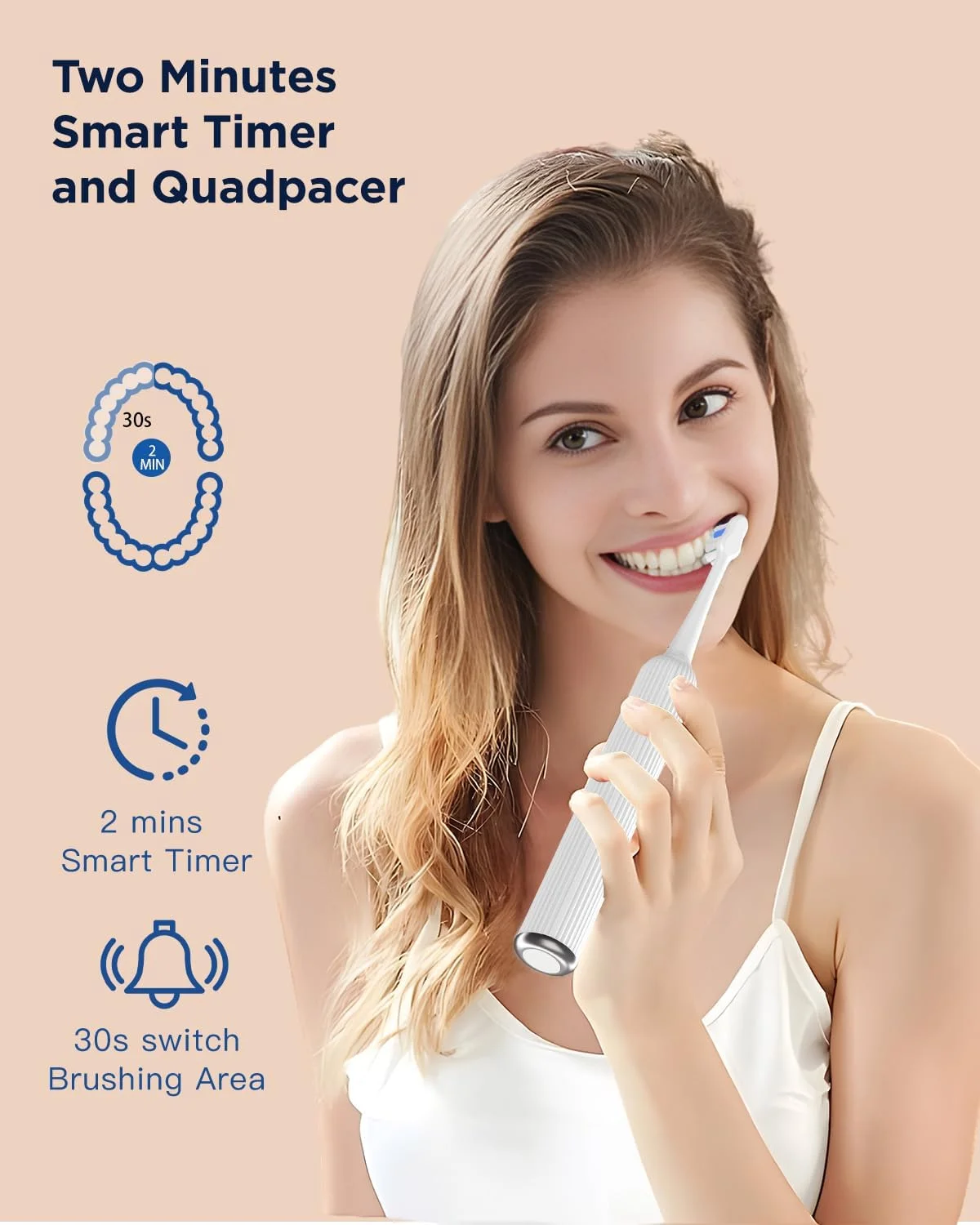 مسواک برقی سونیک برای بزرگسالان و کودکان، 47000 ویپیام با 5 حالت و 3 شدت، مسواک مسافرتی با جعبه، 3 ساعت شارژ برای 60 روز، تایمر هوشمند داخلی سفید مسواک برقی سونیک برای بزرگسالان و کودکان، 47000 ویپیام با 5 حالت و 3 شدت، مسواک مسافرتی با جعبه، 3 ساعت شارژ برای 60 روز، تایمر هوشمند داخلی سفید