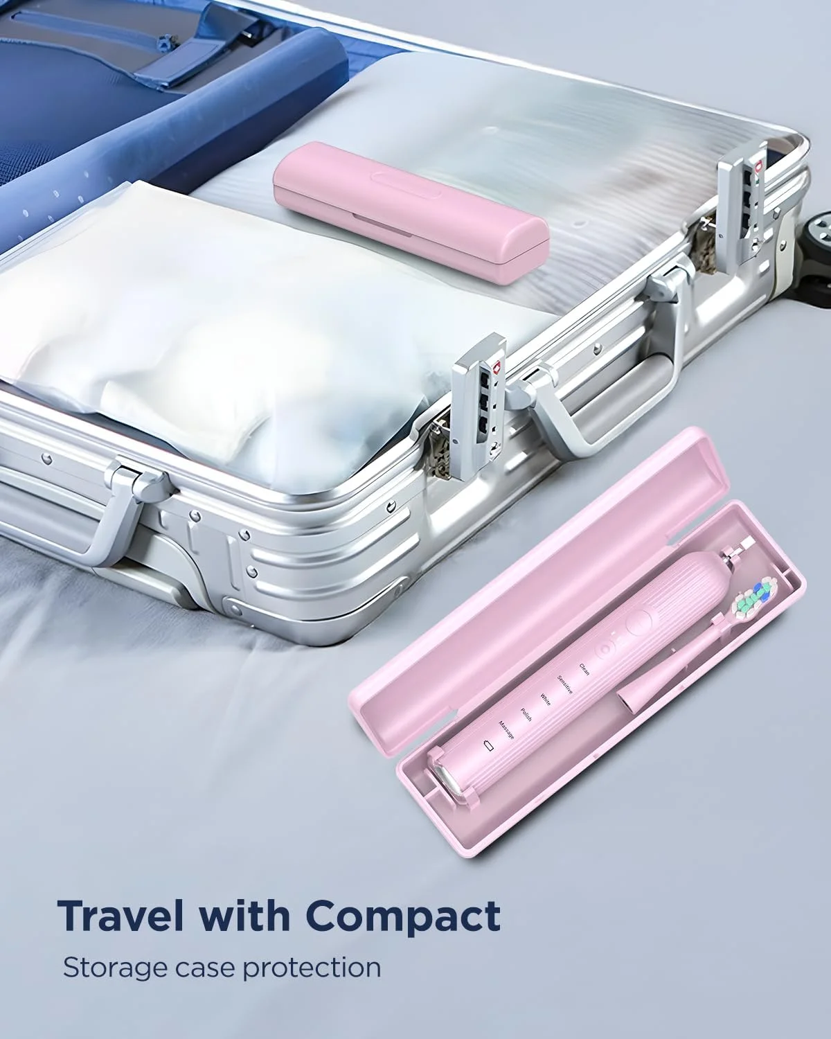 مسواک برقی سونیک برای بزرگسالان و کودکان، 50000 ویپیام با 5 حالت و 3 شدت، مسواک مسافرتی با کیف، 3 ساعت شارژ برای 60 روز، تایمر هوشمند داخلی صورتی مسواک برقی سونیک برای بزرگسالان و کودکان، 50000 ویپیام با 5 حالت و 3 شدت، مسواک مسافرتی با کیف، 3 ساعت شارژ برای 60 روز، تایمر هوشمند داخلی صورتی