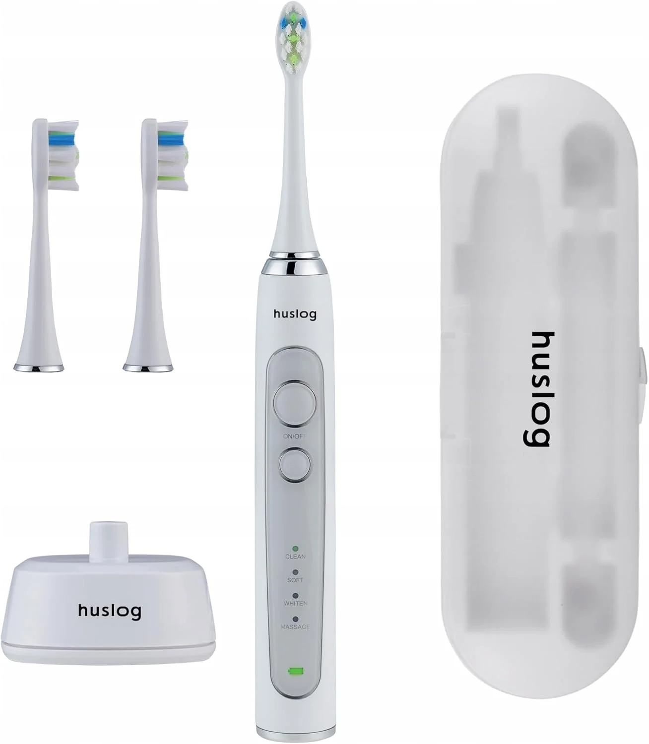 مسواک برقی هاسلاگ با 4 حالت تمیز کردن، استند شارژ و 2 سری مسواک - سفید