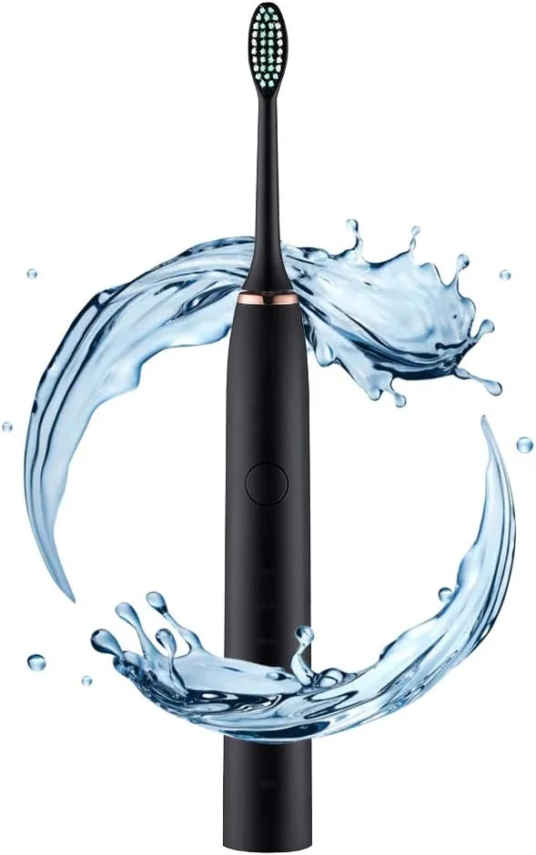 Sonic Electric Toothbrush with USB Charging, Travel Toothbrush with 2 Brush Heads, 5 Cleaning Modes, 2 Mins Smart Timer, 31,000 Vibrations Per Minute,Black