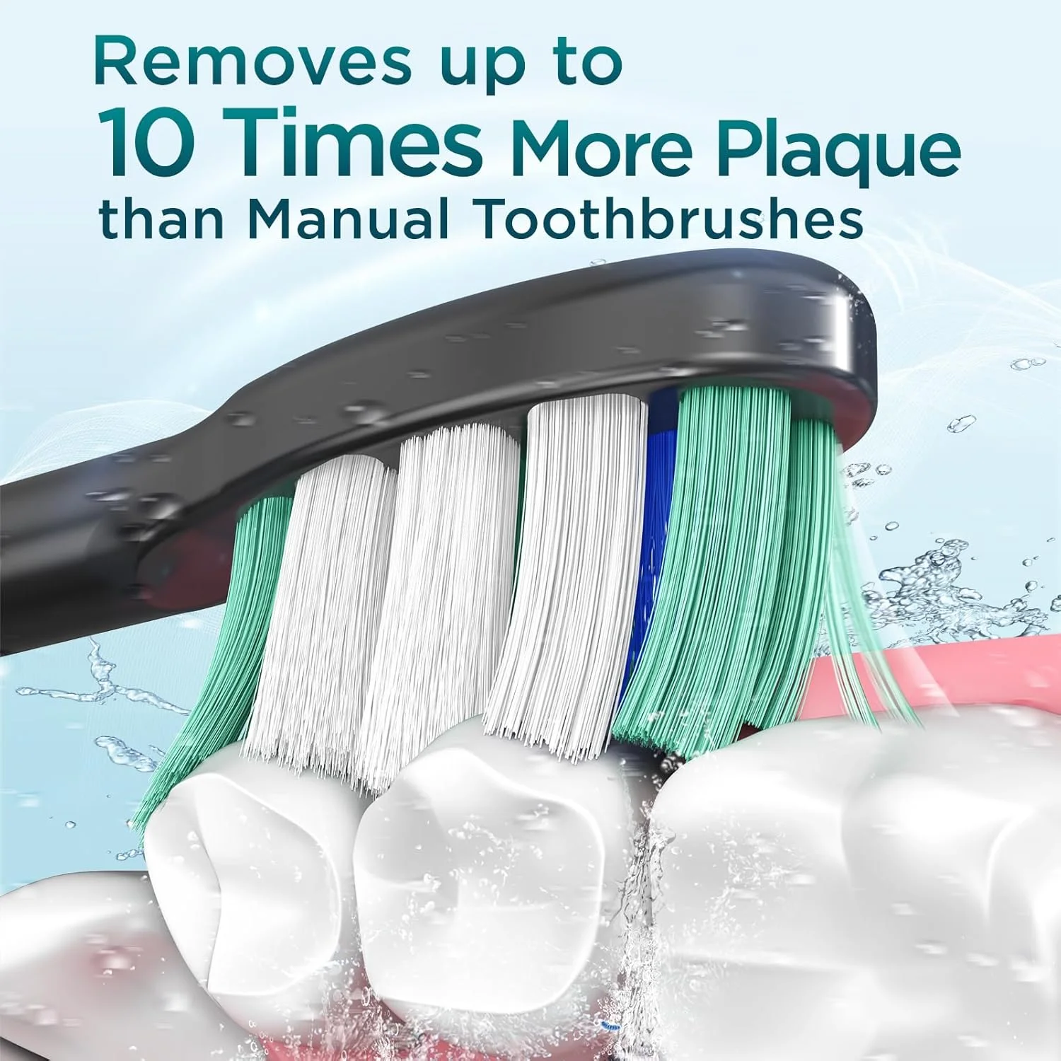 مسواک برقی، مسواک صوتی برای بزرگسالان و کودکان، مسواک برقی با 5 حالت، کیف مسافرتی، 40000VPM و 8 سر مسواک، عمر باتری 60 روزه، تایمر (مشکی مات)