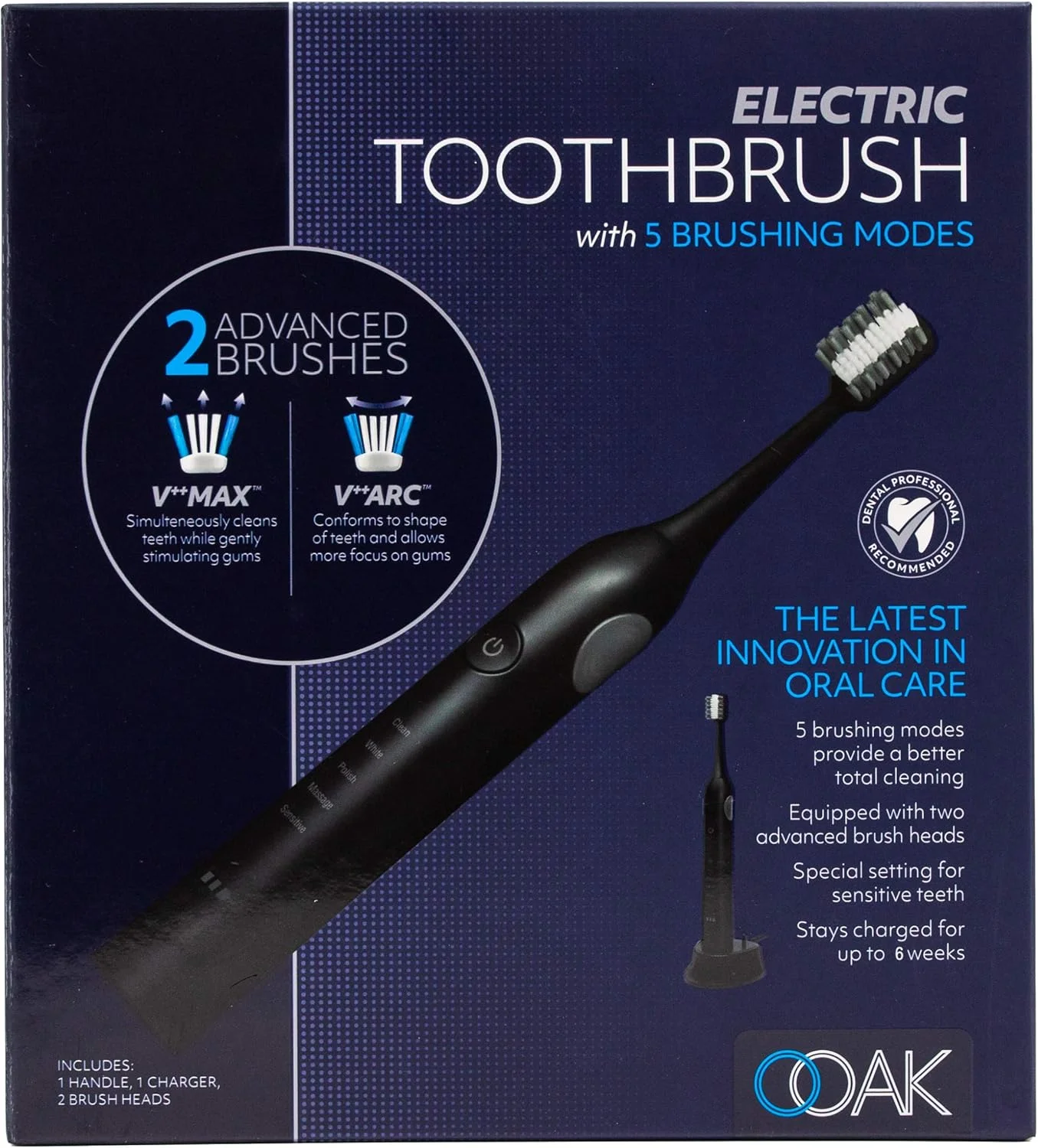 مسواک برقی اووک با 5 حالت مسواک زدن و 2 برس پیشرفته، مشکی مسواک برقی اووک با 5 حالت مسواک زدن و 2 برس پیشرفته، مشکی