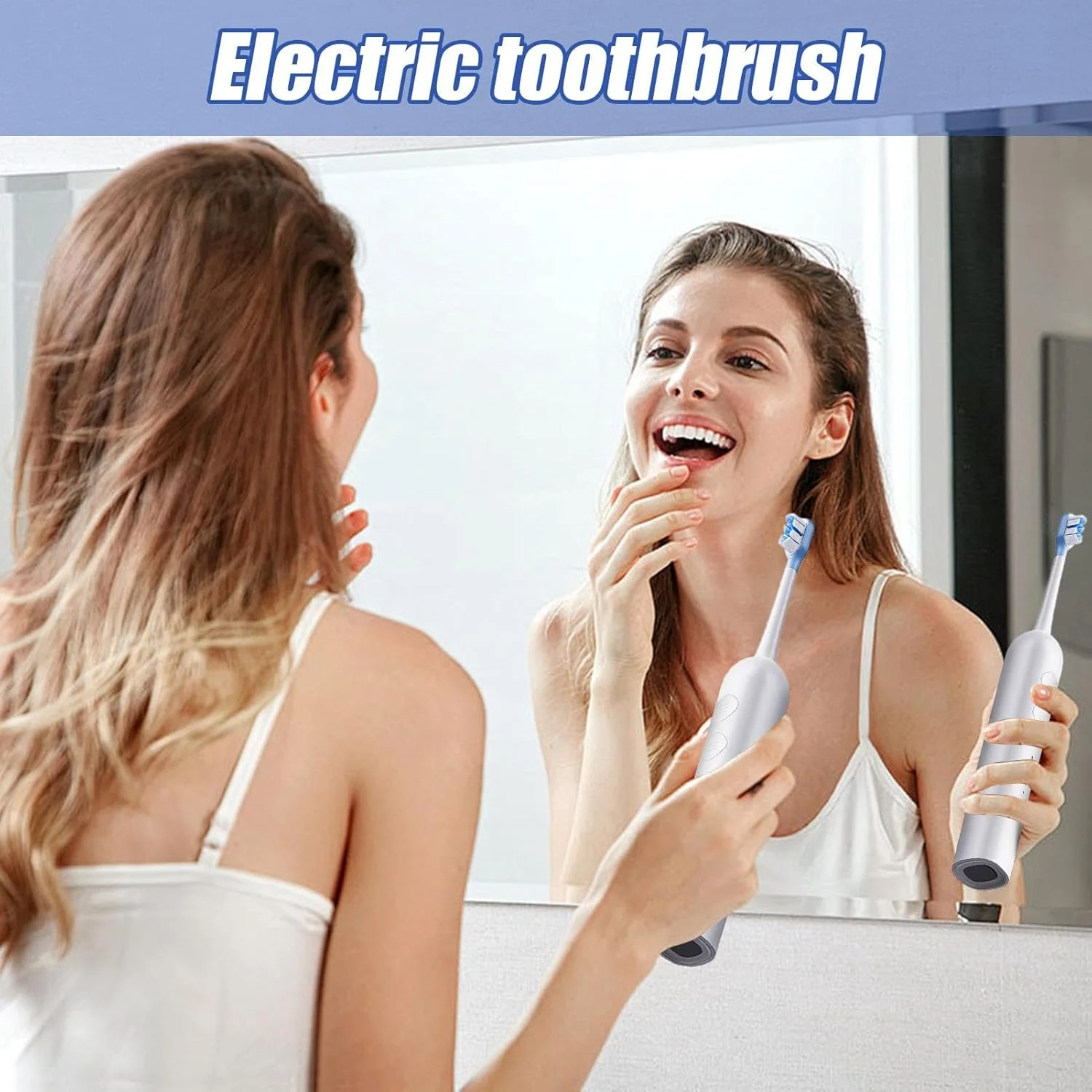 مسواک برقی بزرگسالان - دسته ضد لغزش ضد آب، برس نرم برای تمیز کردن دندان | لوازم بهداشت دهان و دندان، لوازم تمیز کننده عمیق با 2 سر برس