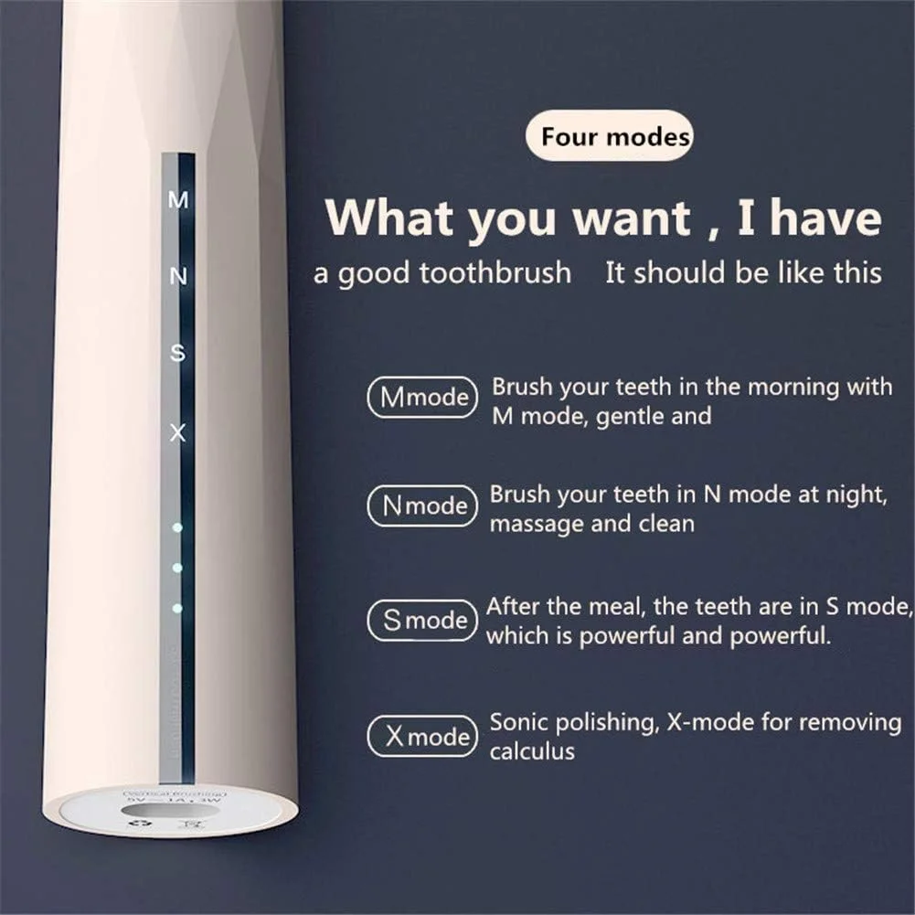 مسواک برقی سونیک، 4 حالت، 4 سر برس، شارژ سریع USB، منبع تغذیه، 1 ساعت شارژ، حداقل 30 روز استفاده (آبی تیره) مسواک برقی سونیک، 4 حالت، 4 سر برس، شارژ سریع USB، منبع تغذیه، 1 ساعت شارژ، حداقل 30 روز استفاده (آبی تیره)